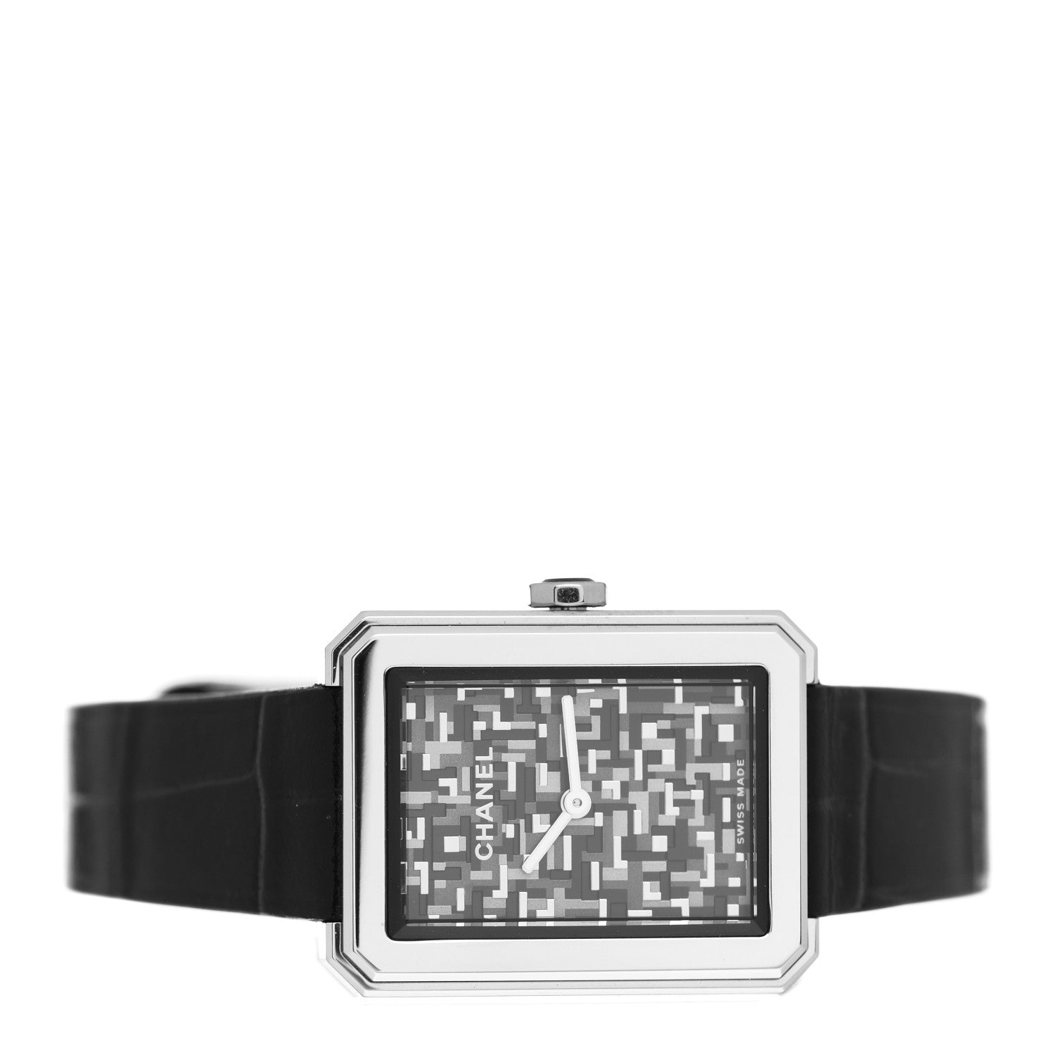 Chanel Stainless Steel Alligator 21mm Boy-Friend Tweed Quartz Watch Black 2 of 5