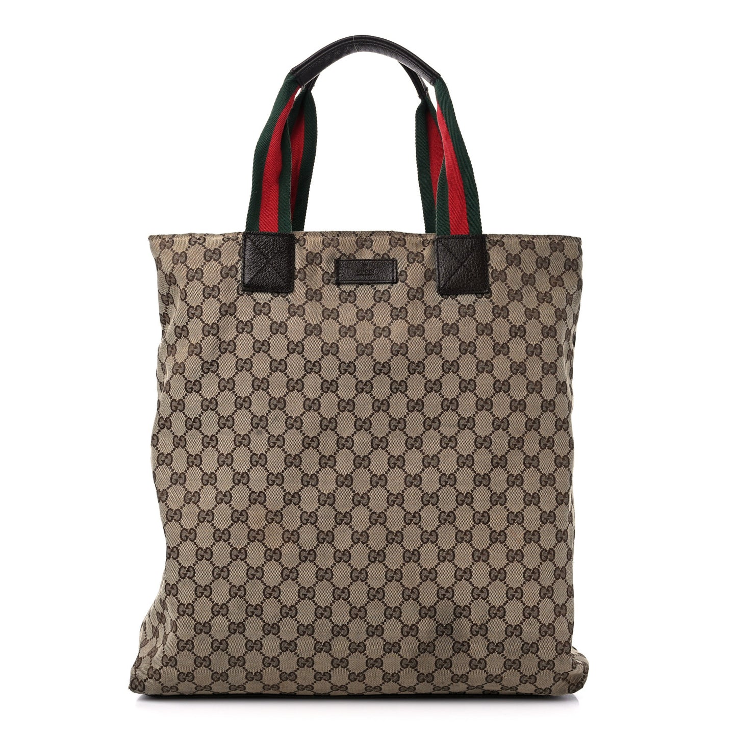 GG Monogram Large Web Handle Vertical Tote Dark Brown