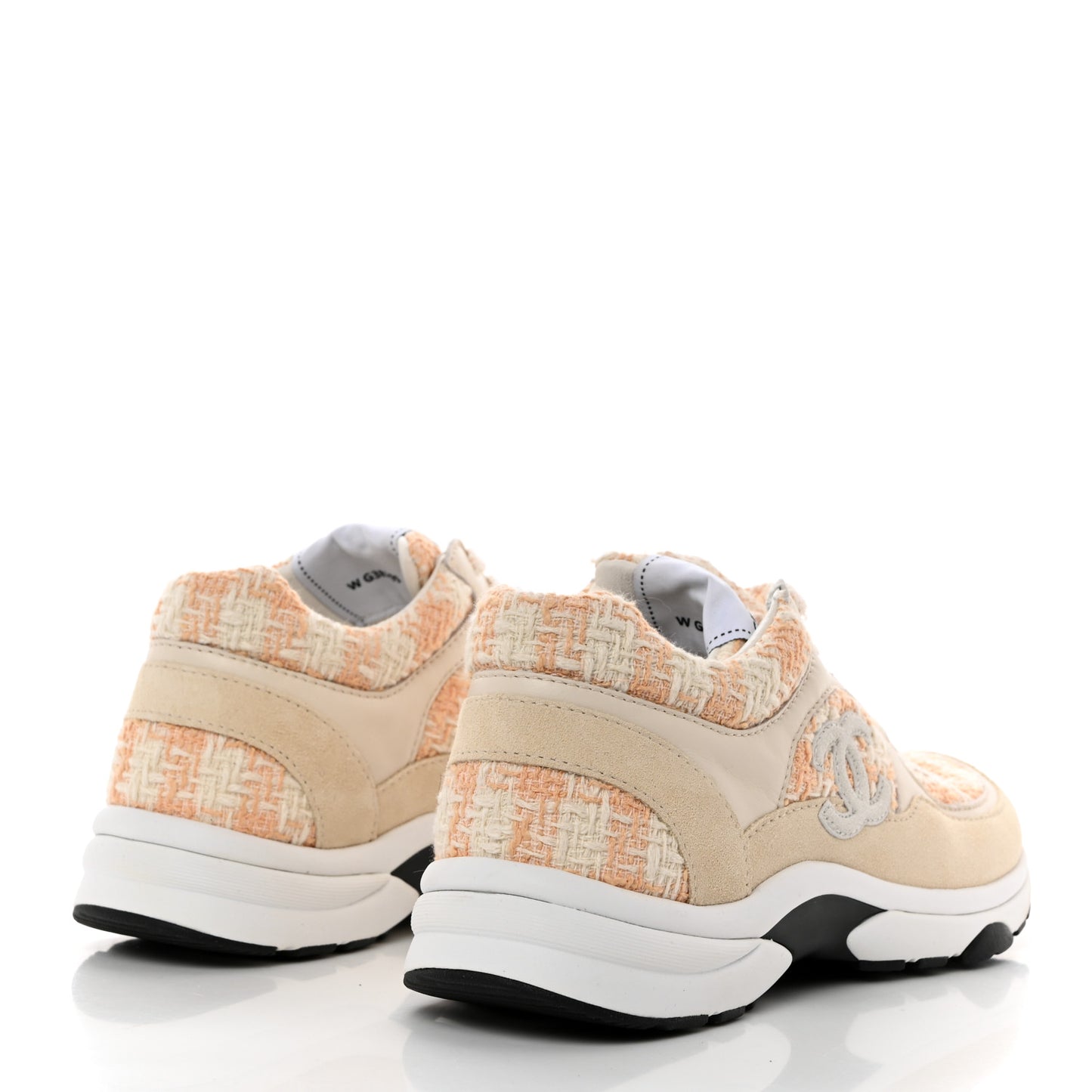 Tweed Suede Calfskin Womens CC Sneakers 37 Orange