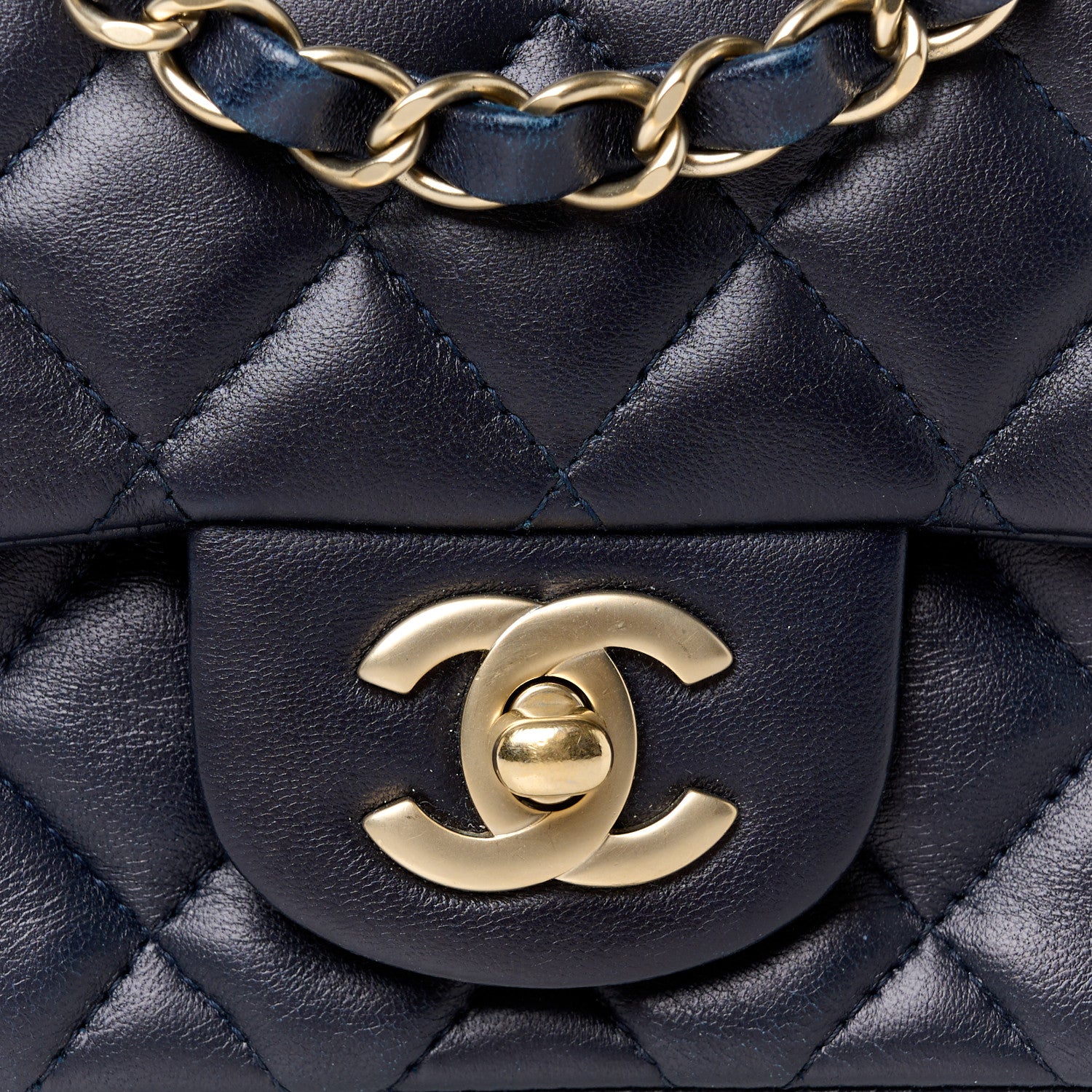 Chanel Lambskin Quilted Mini Square Flap Navy 9 of 11