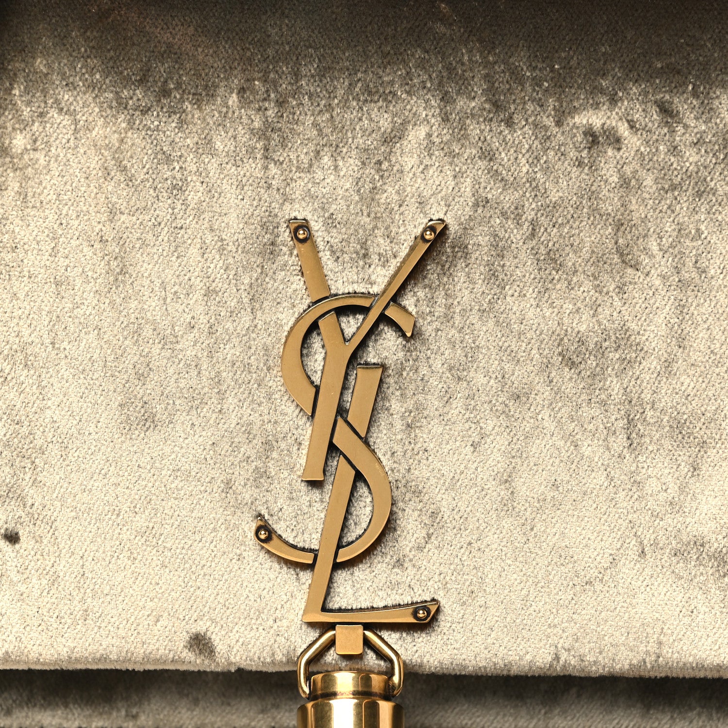 Saint Laurent Velvet Medium Classic Monogram Kate Tassel Satchel Olive 7 of 9