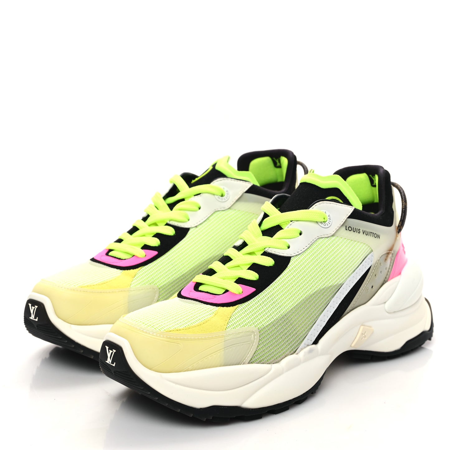 Monogram Calfskin Run 55 Sneakers 40 Pink White Yellow