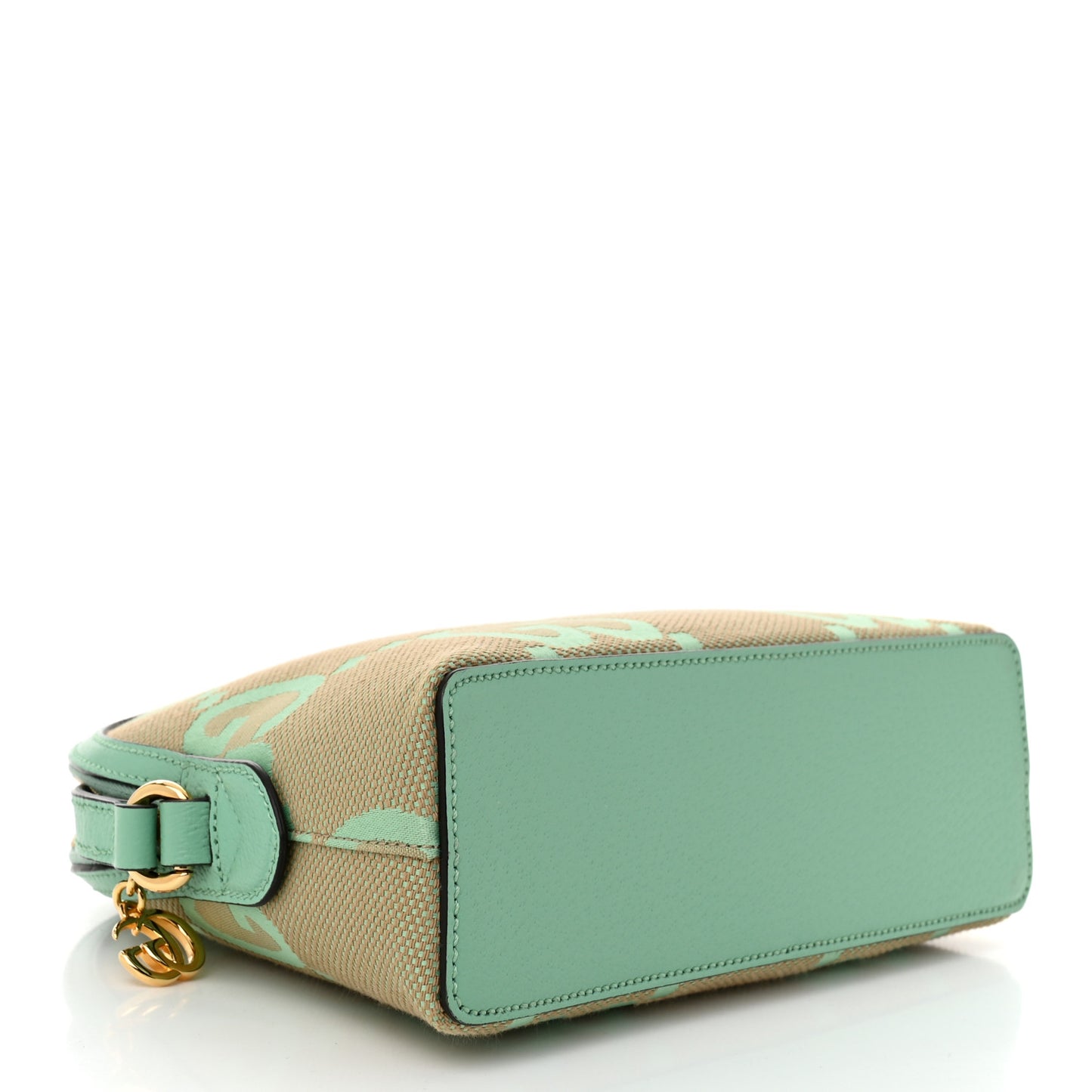 Monogram Jumbo GG Textured Dollar Calfskin Small Ophidia Dome Shoulder Bag Beige Pepperlight Mint