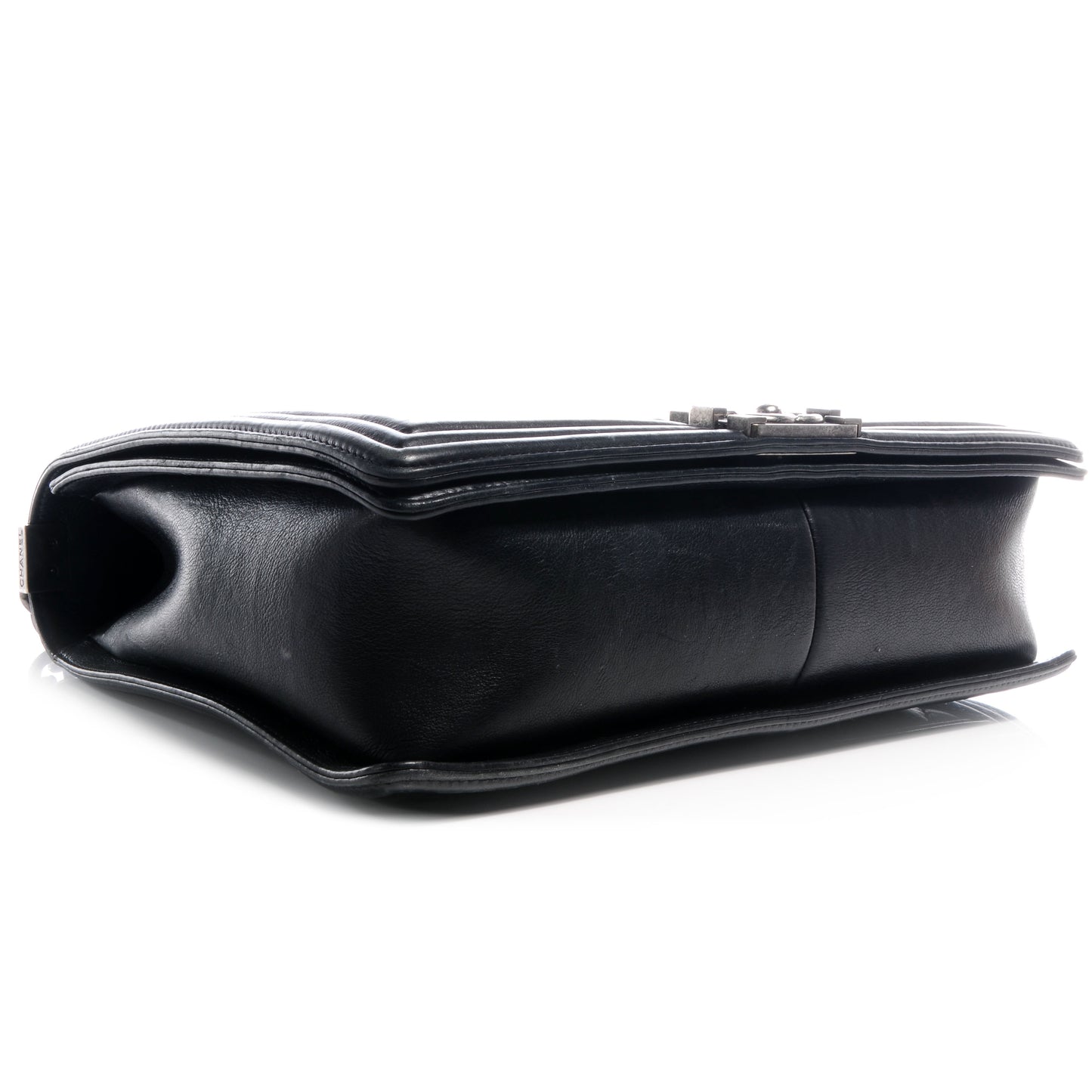 Calfskin Quilted Large Boy Flap Black