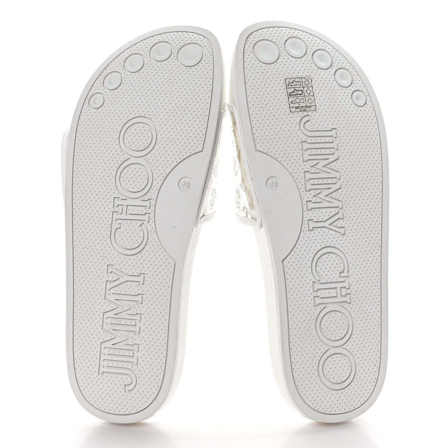 Plexi Lambskin Logo Print Fitz Slide Sandals 40 White
