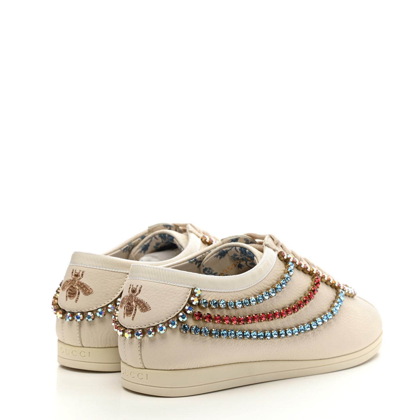 Calfskin Crystal Womens Falacer Sneakers 36.5 White