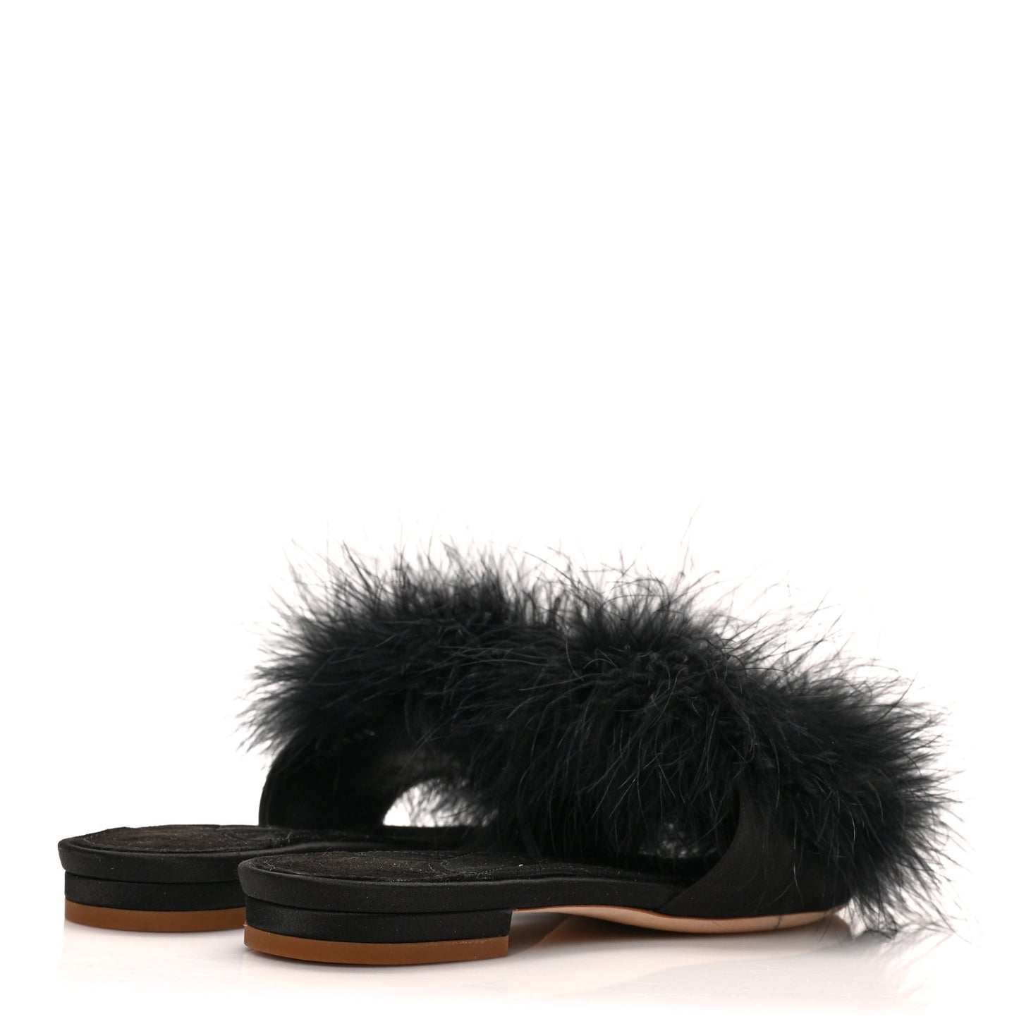 Fur Crystal LV Marilyn Flat Mule 36 Black