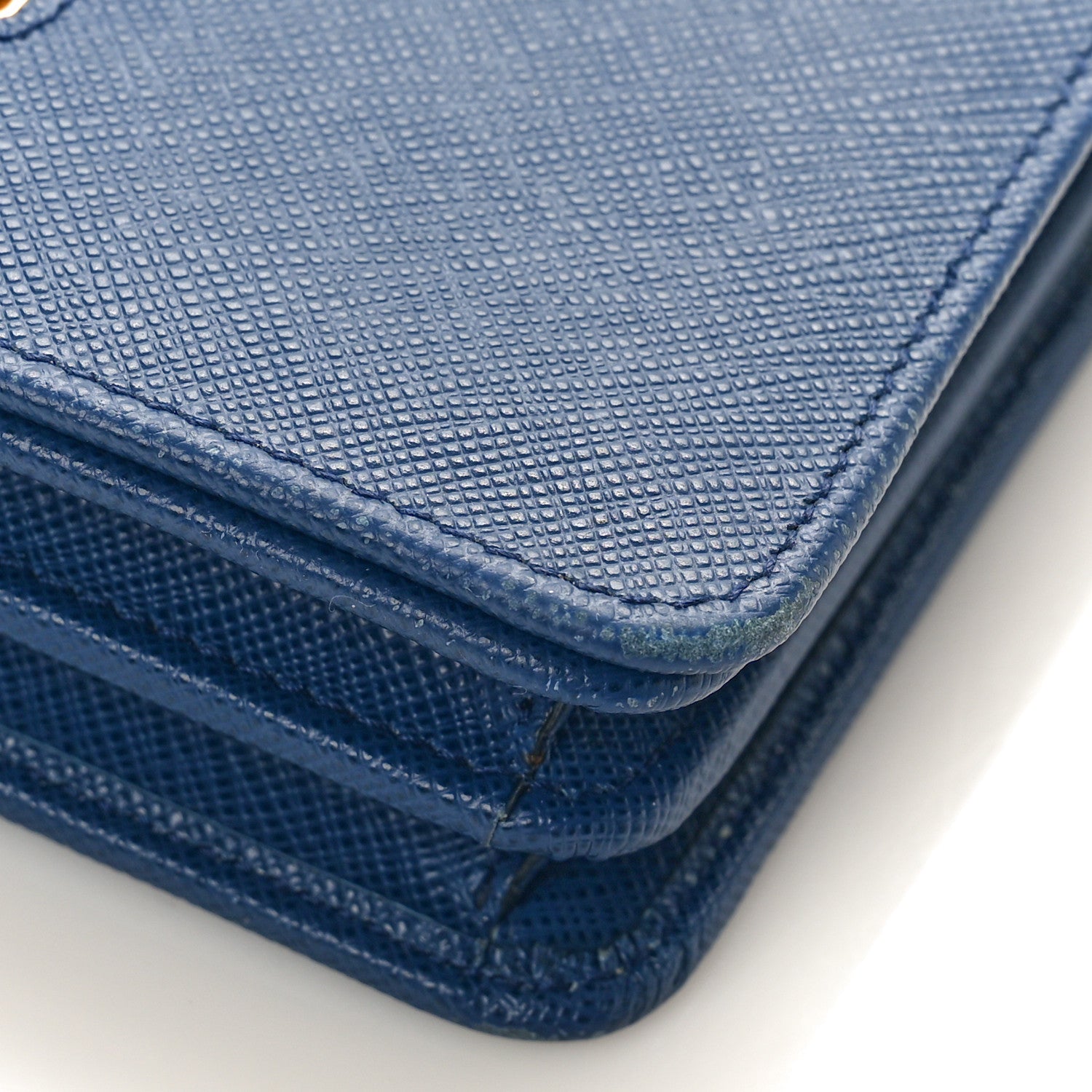 Prada Saffiano Lux Chain Wallet Bluette 8 of 9