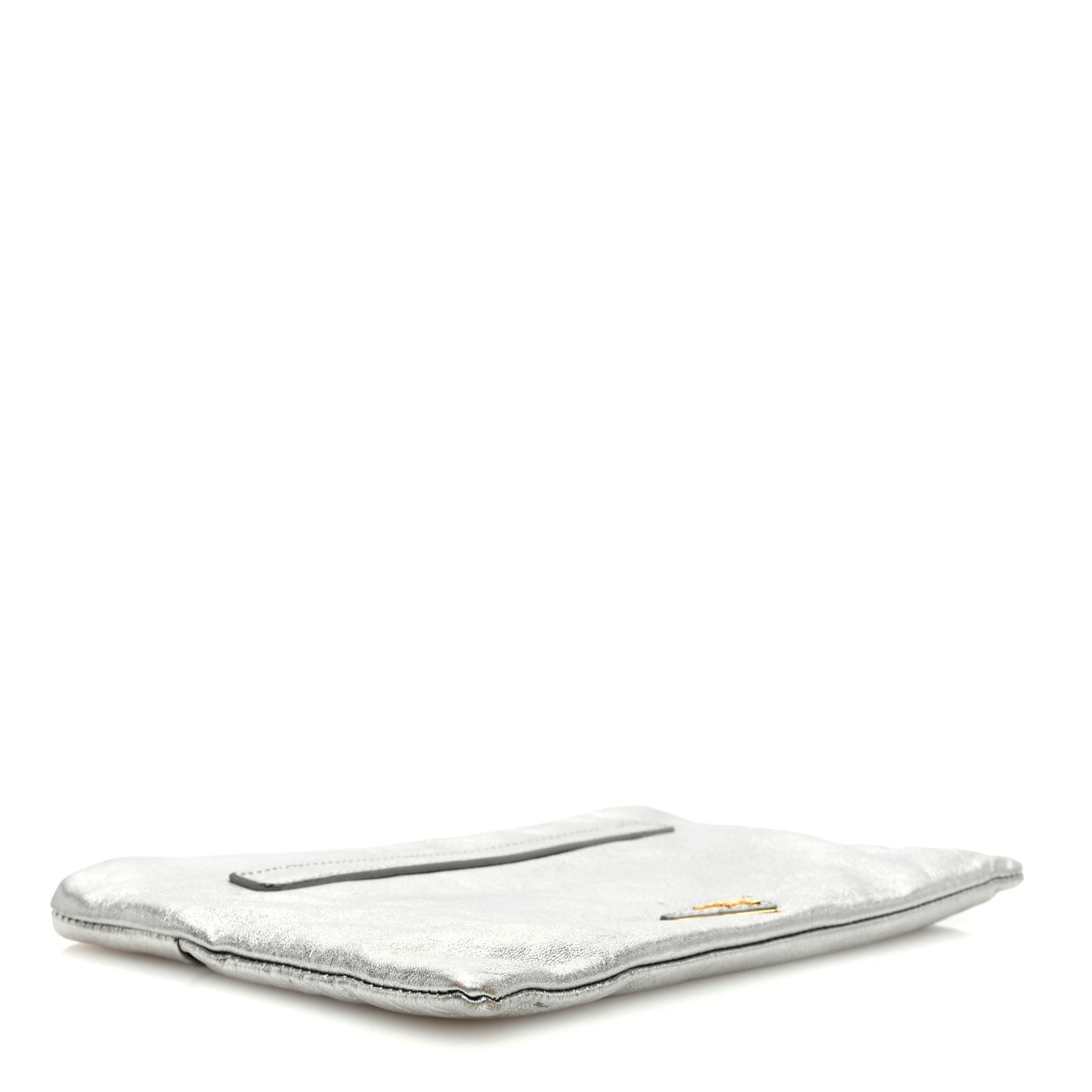 Metallic Nappa Triangle Clutch Silver