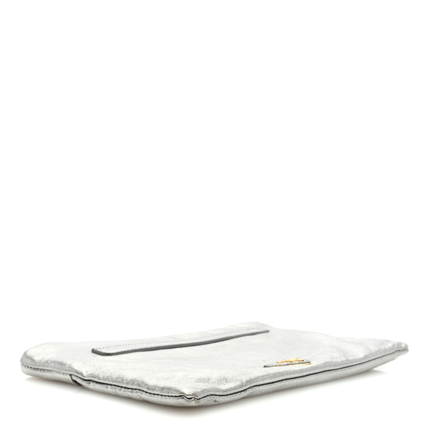 Prada Metallic Nappa Triangle Clutch Silver 4 of 6