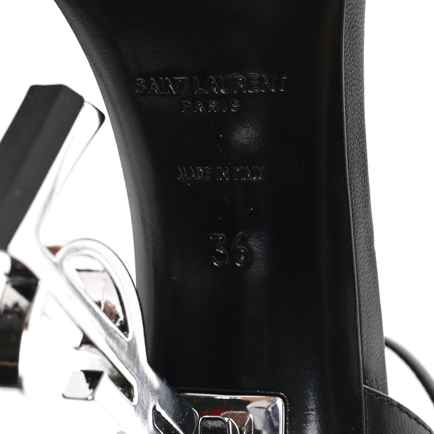 Saint Laurent Calfskin Opyum 110 Sandals 36 Black 7 of 9