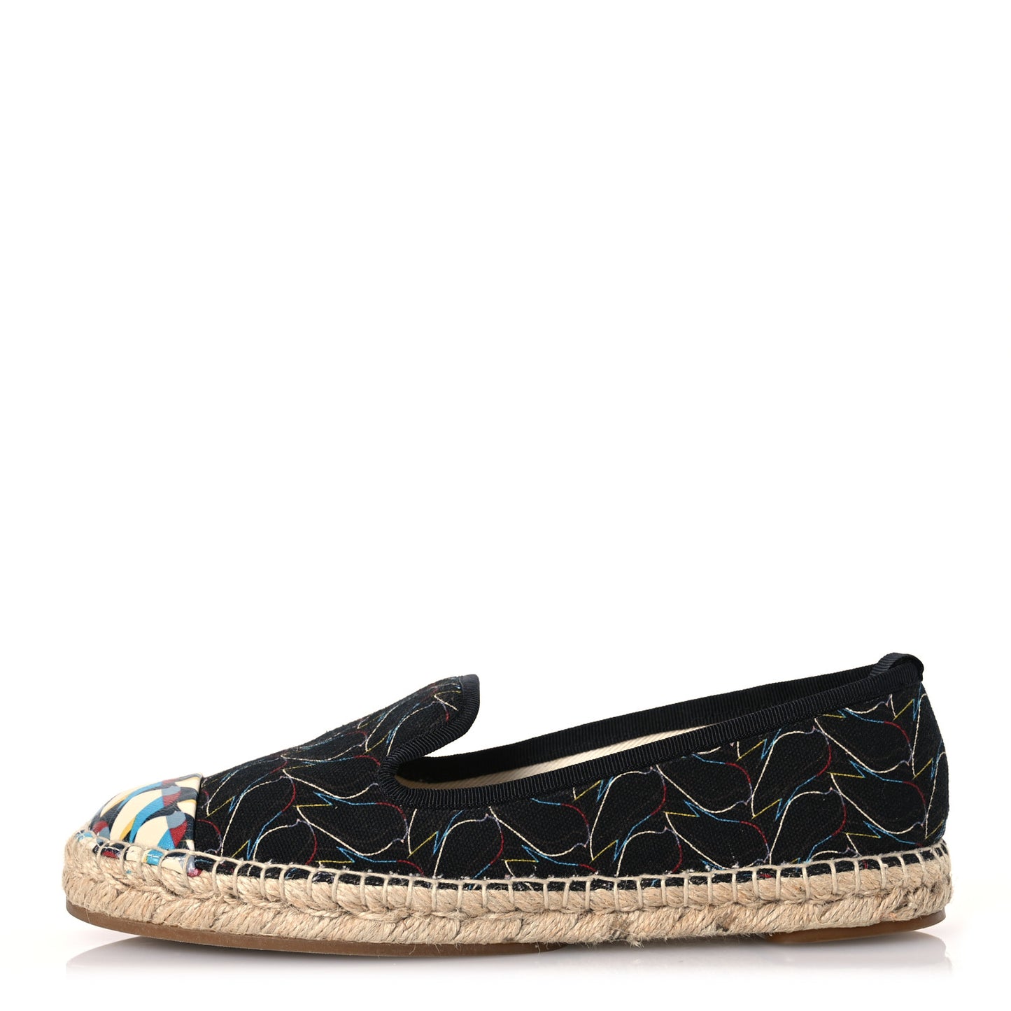 Canvas Printed Calfskin Espadrilles 36 Multicolor