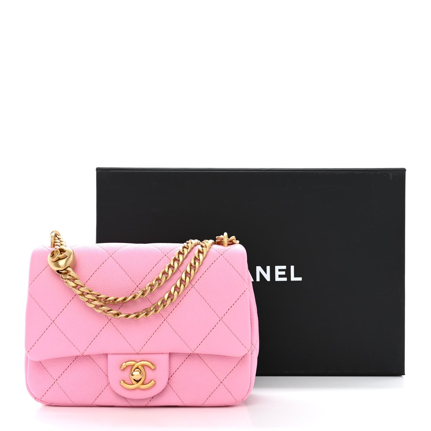 Caviar Quilted Mini Sweetheart Flap Lilac