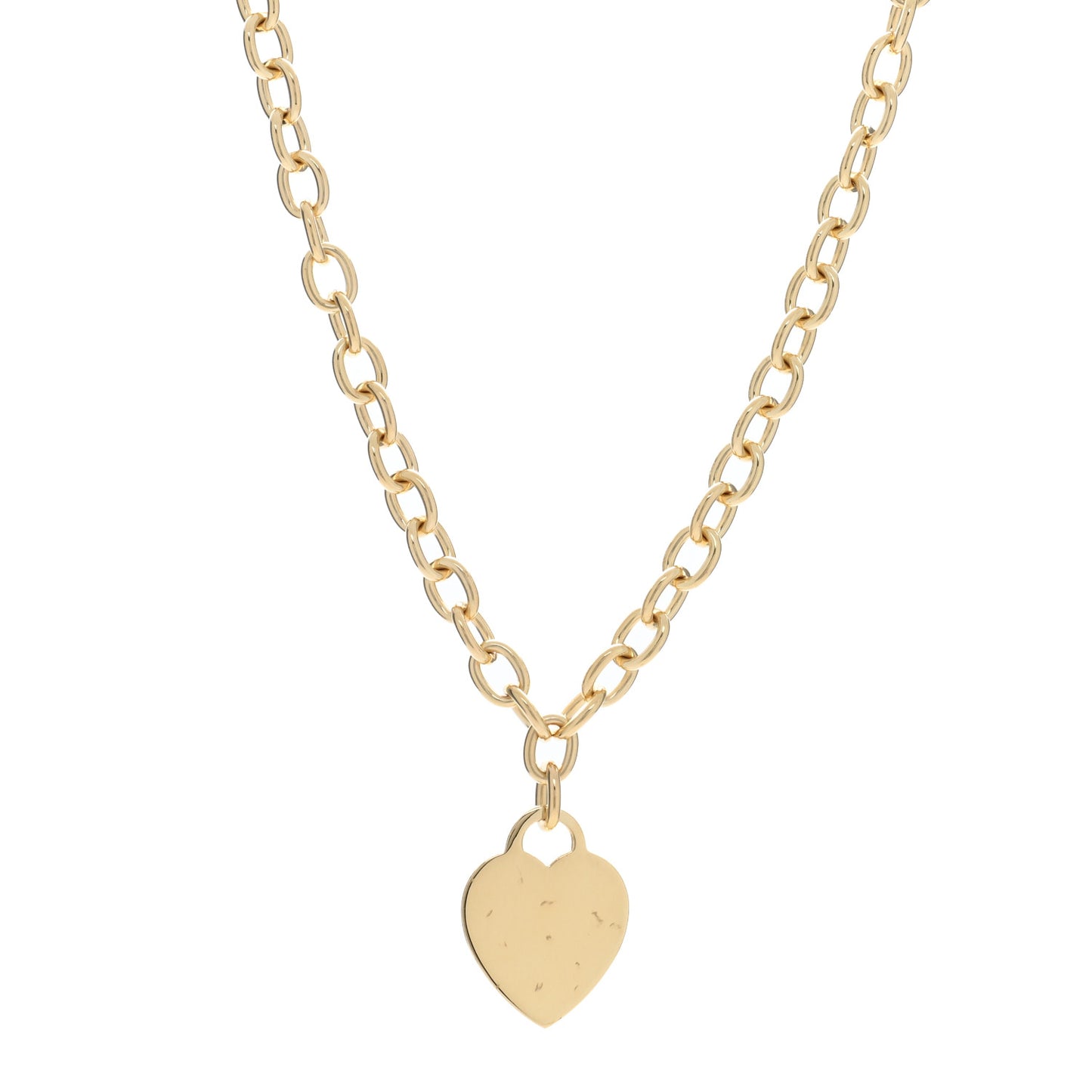 18K Yellow Gold Heart Tag Necklace