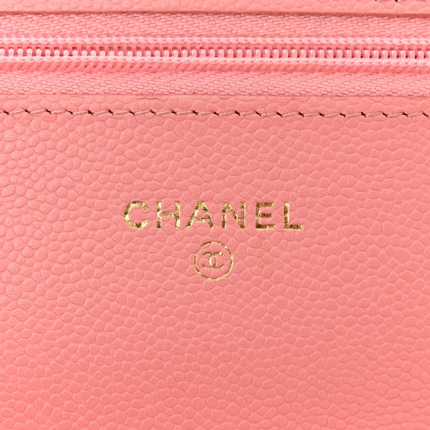 Caviar Quilted Wallet on Chain WOC Coral Pink