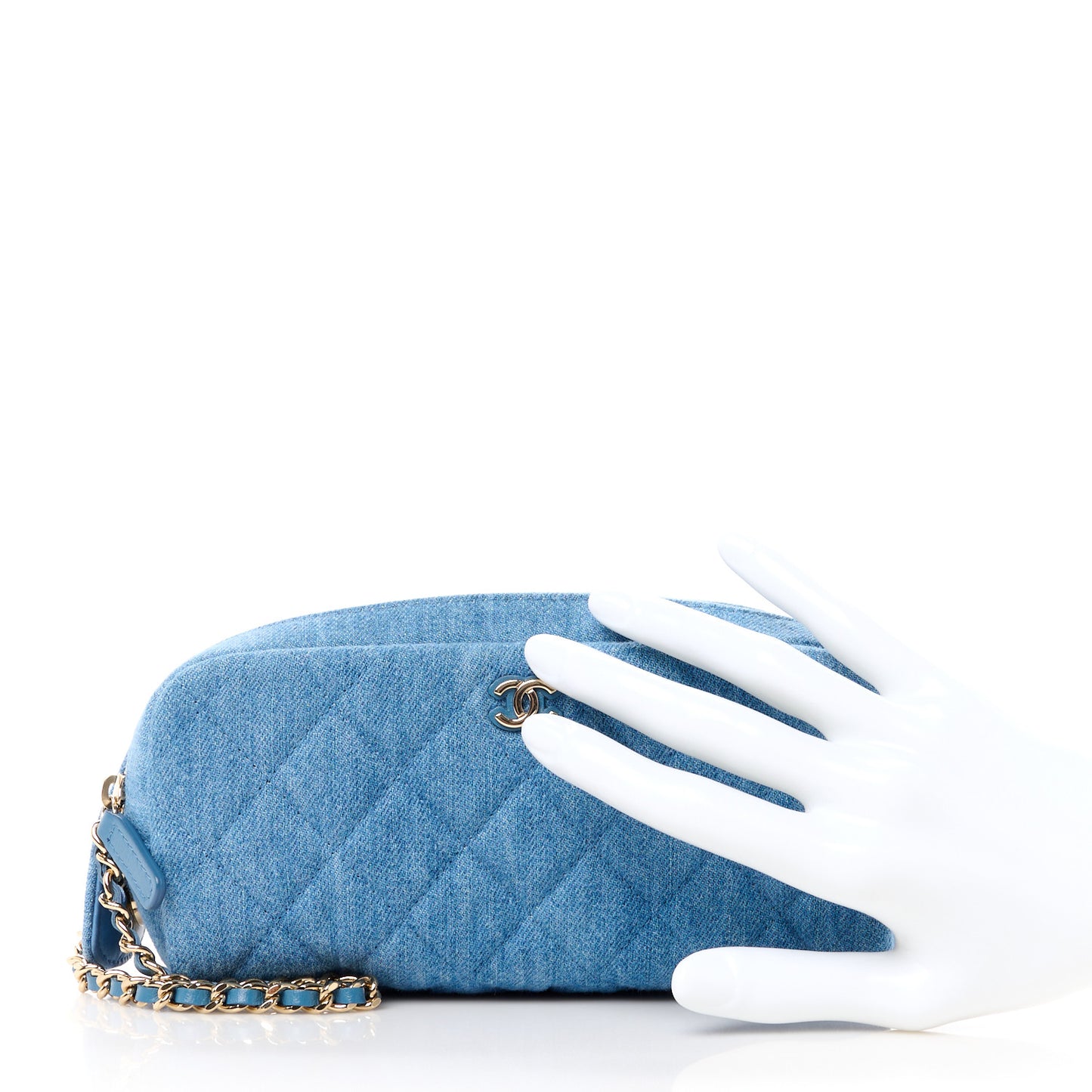 Denim Quilted Toiletry Case Blue