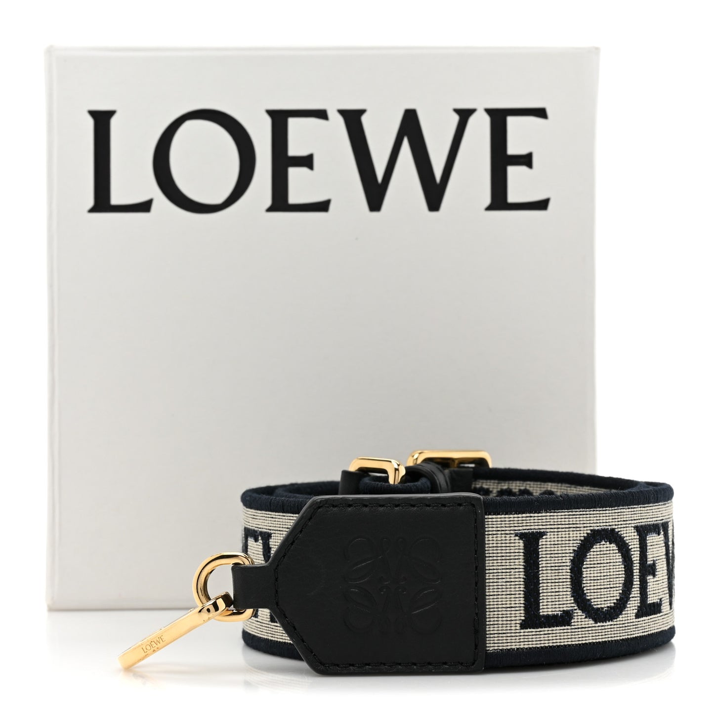 Calfskin Jacquard Anagram Strap Black