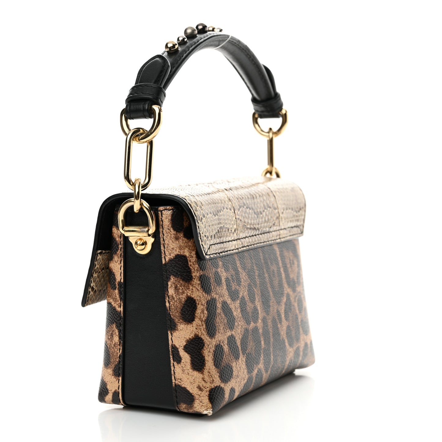 Dauphine Ayers Leopard Print Crystal Embellished DG Millennials Mini Crossbody Multicolor