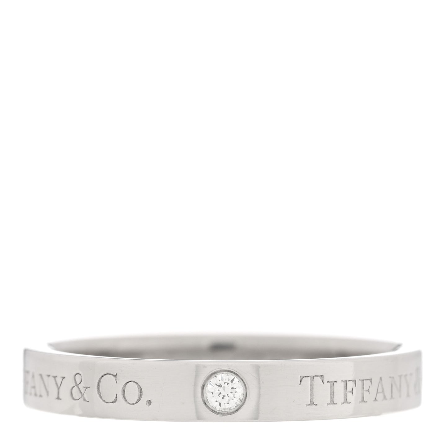 Platinum Diamond Logo Band Ring 54 7
