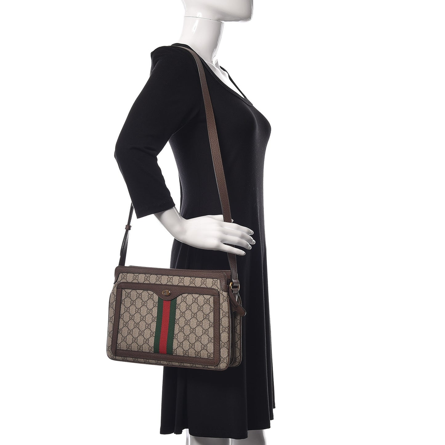 GG Supreme Monogram Web Medium Ophidia Shoulder Bag Beige New Acero