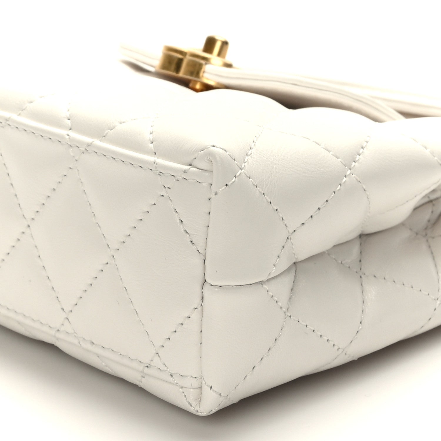 Chanel Shiny Aged Calfskin Quilted Nano Kelly Shopper White 9 of 10
