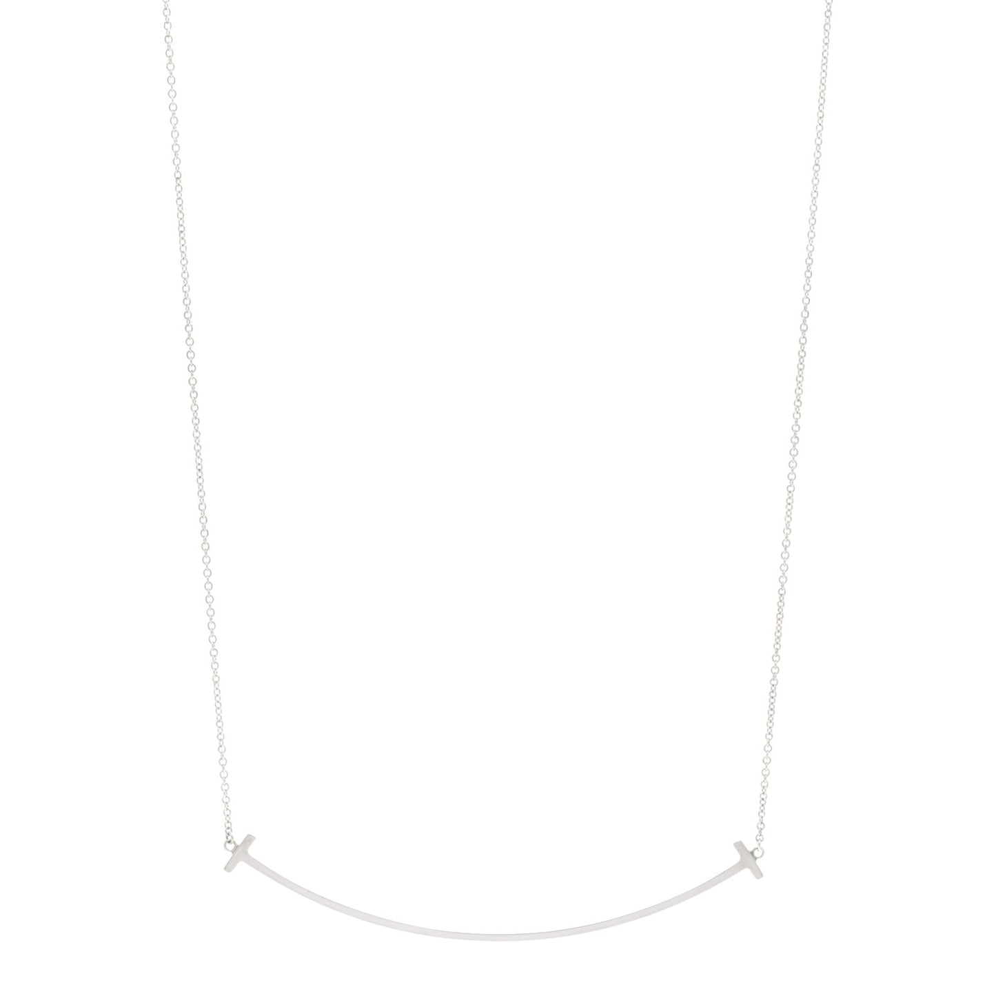 Sterling Silver Large T Smile Pendant Necklace
