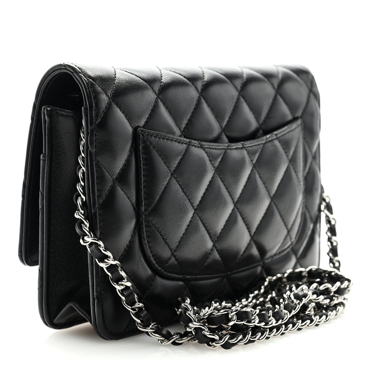 Lambskin Quilted Wallet On Chain WOC Black
