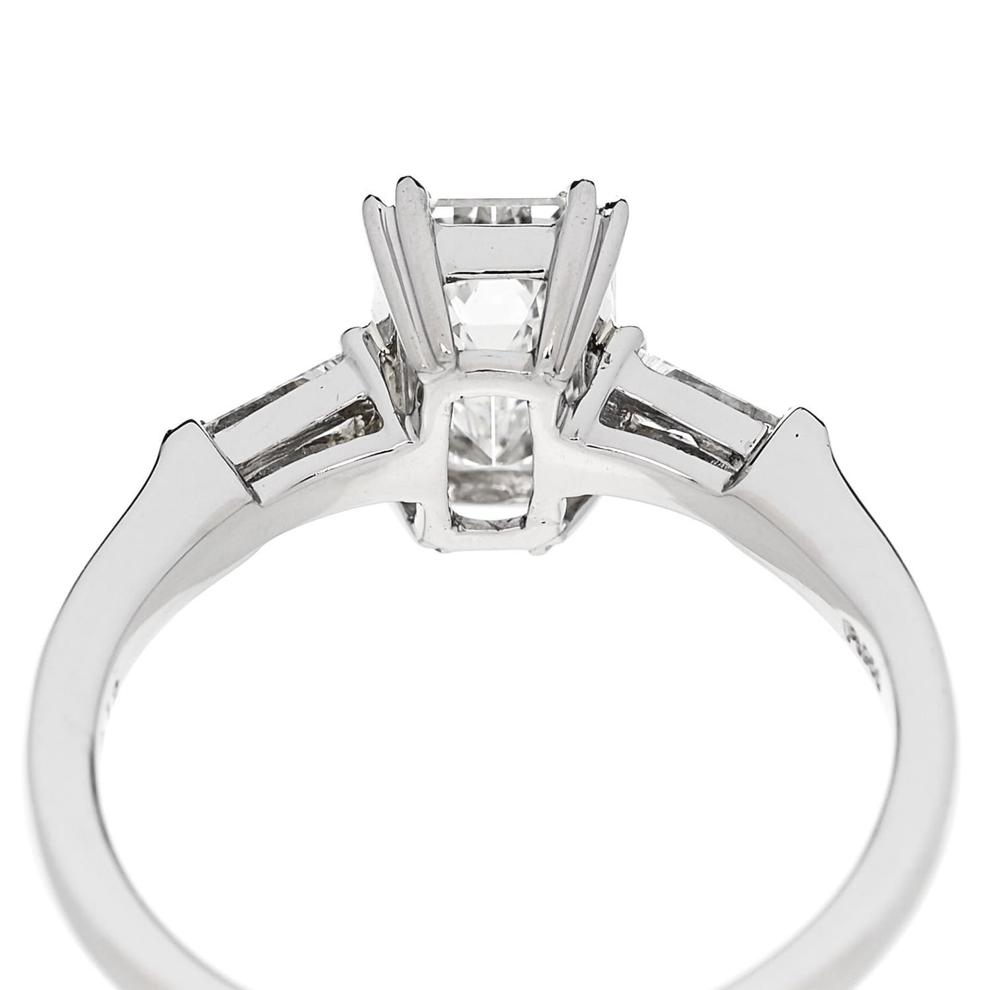 Platinum Diamond 1.157ct Emerald Cut Tapered Baguette Engagement Ring 50 5.25
