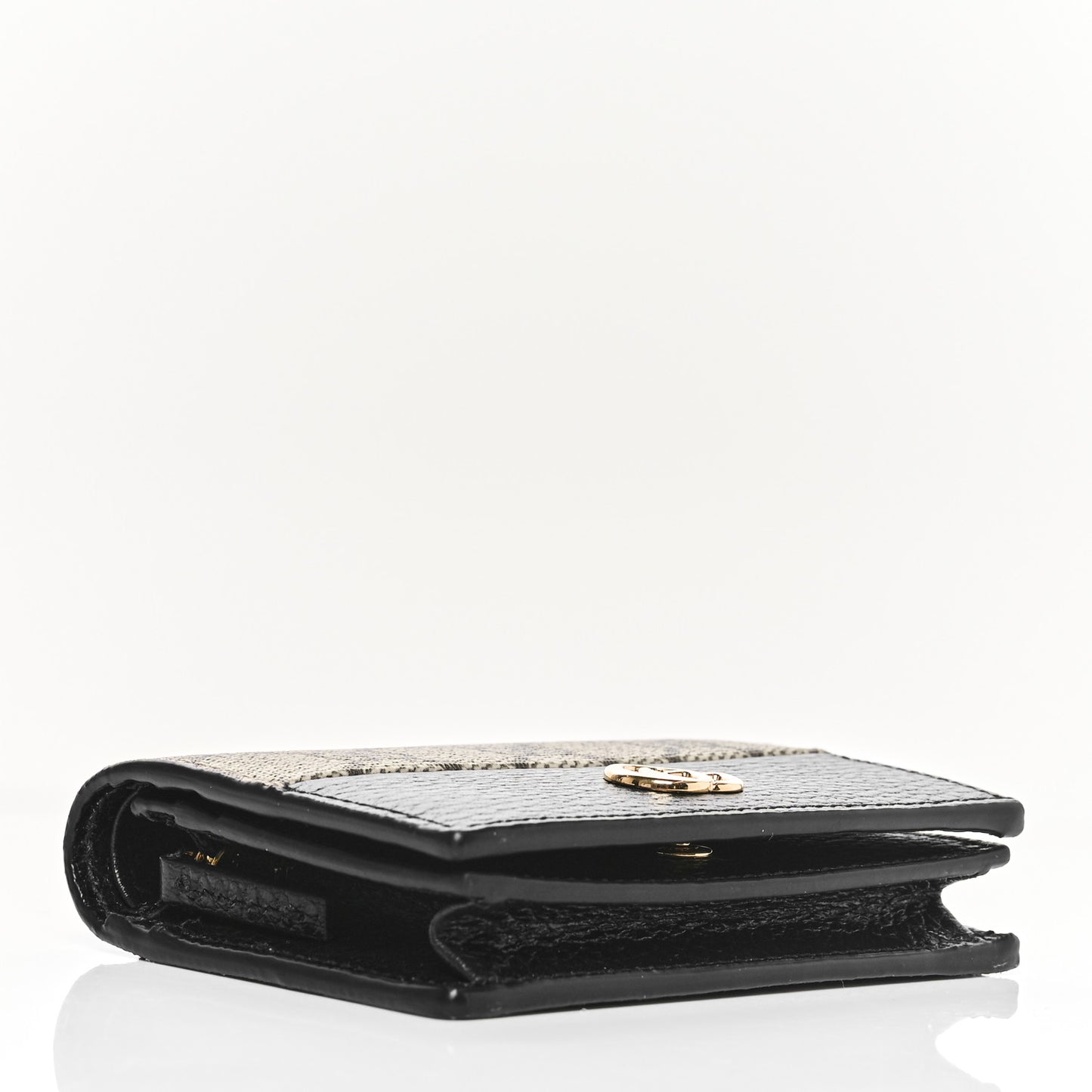 Dollar Calfskin GG Supreme Monogram GG Marmont Card Case Black Beige Ebony
