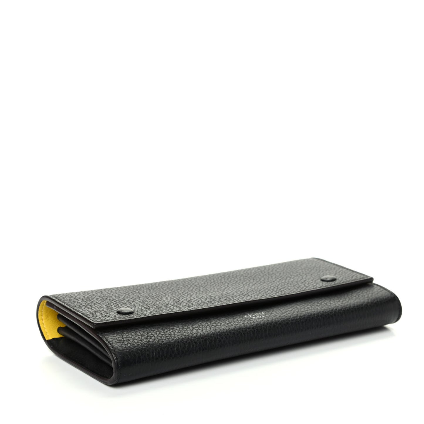 Drummed Calfskin Large Multifunction Flap Wallet Black