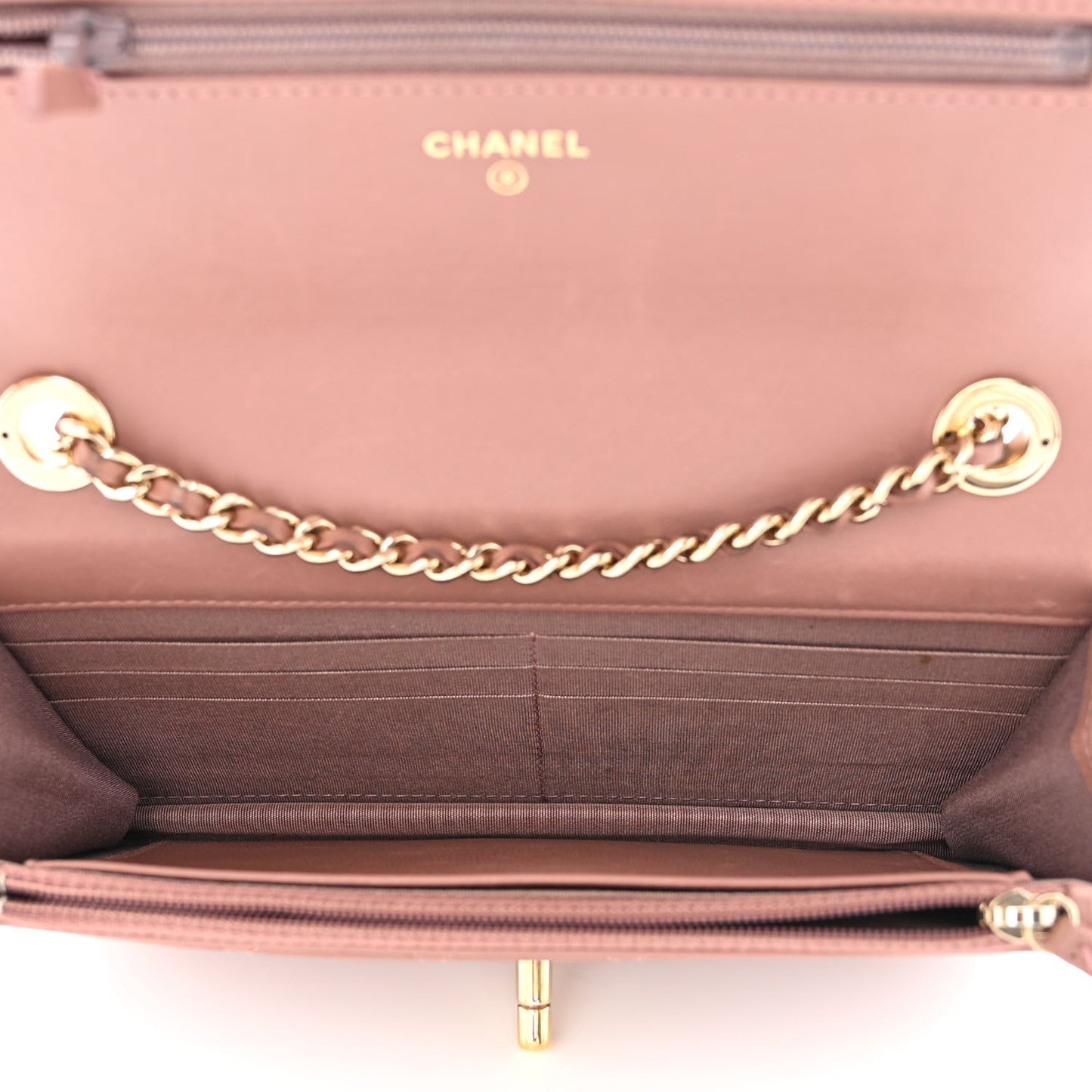 Lambskin Quilted Trendy CC Wallet On Chain WOC Nude