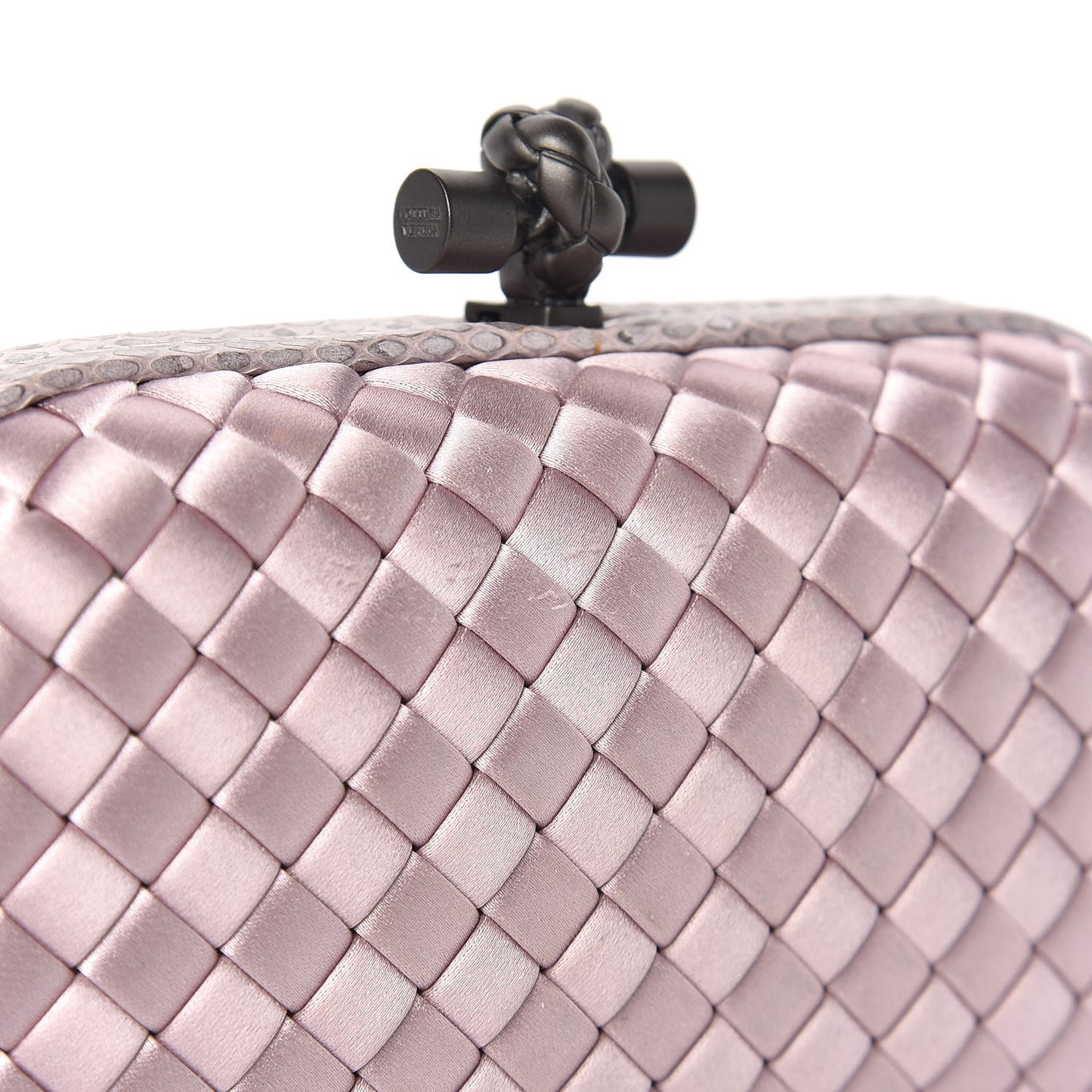 Satin Intreccio Impero Ayers Knot Clutch Lilac
