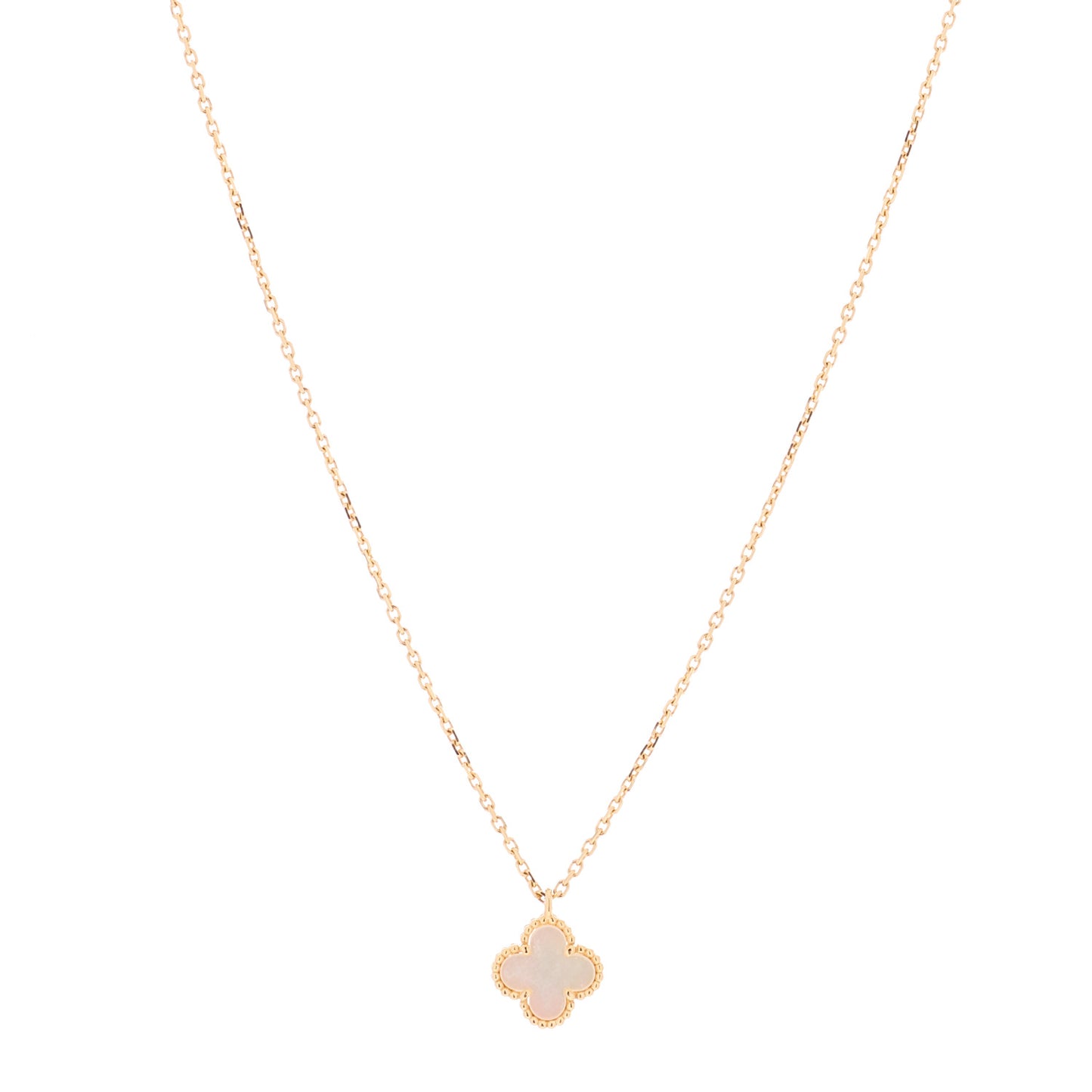 18K Yellow Gold Mother of Pearl Sweet Alhambra Pendant Necklace