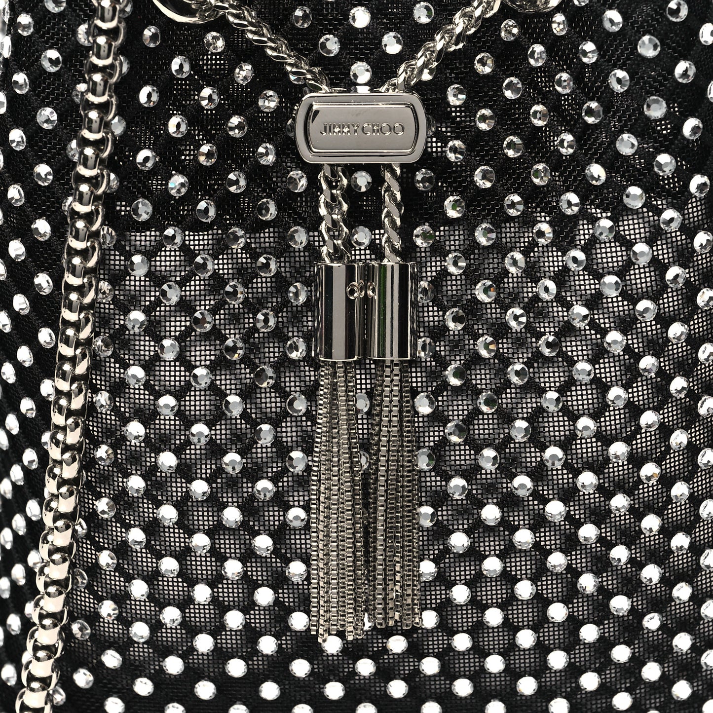 Mesh Crystal Bon Bon Bag Black