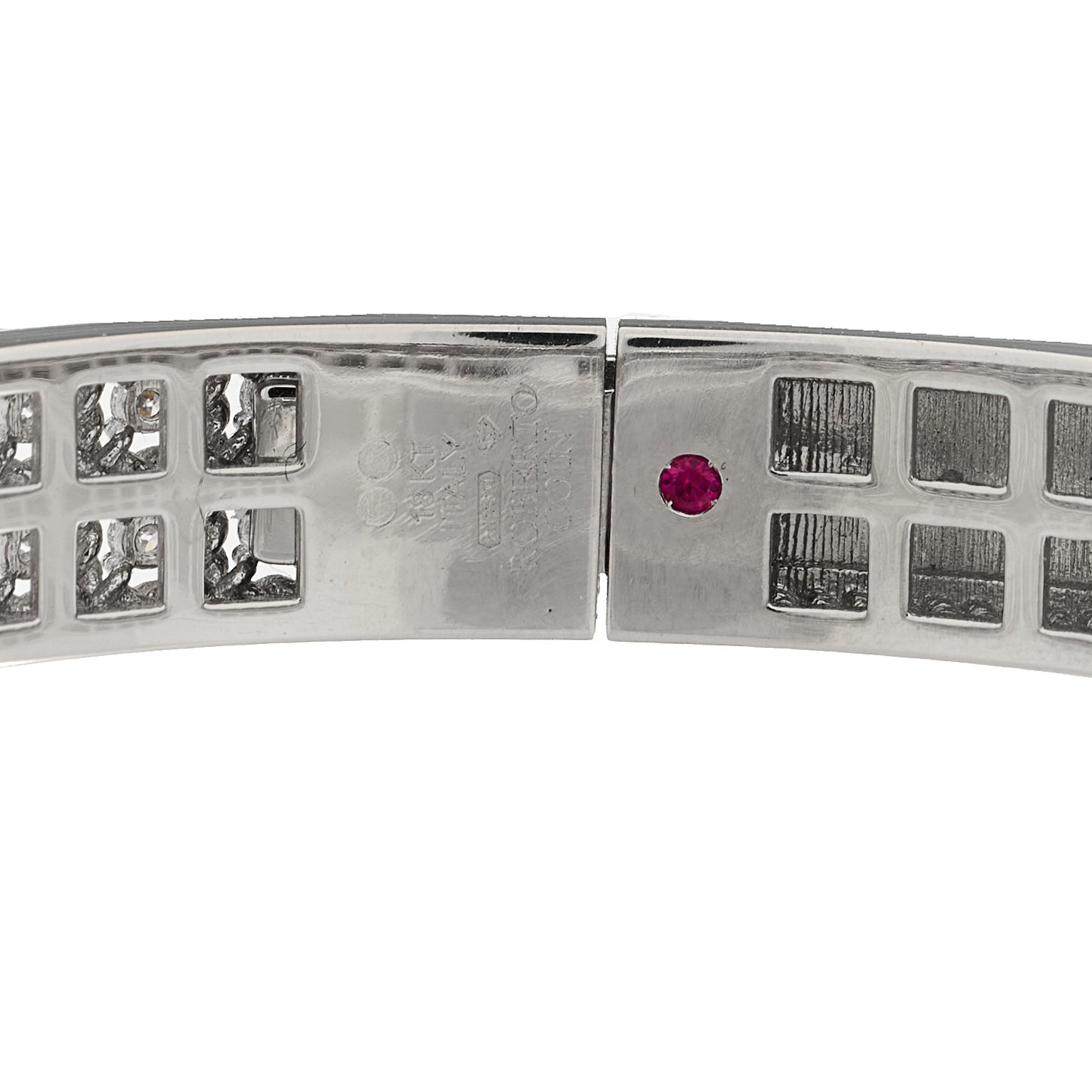 18K White Gold Diamond Byzantine Barocco Bangle Bracelet