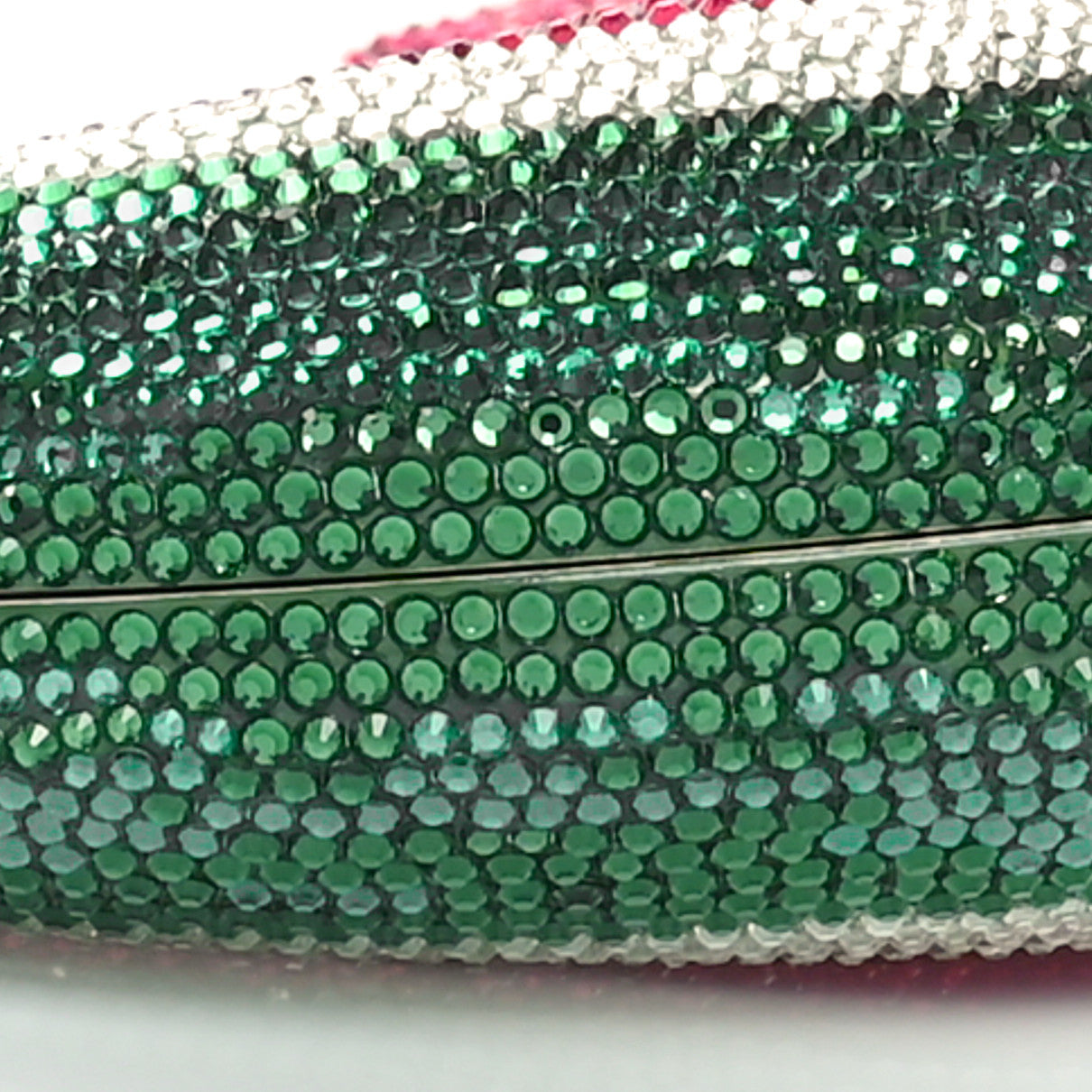 Crystal Watermelon Crescent Minaudiere Clutch