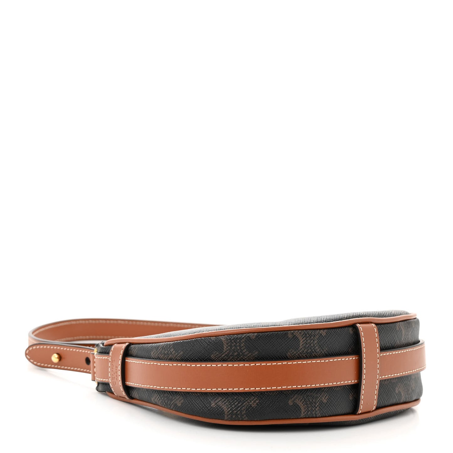 Canvas Calfskin Mini Ava Triomphe Shoulder Bag Tan