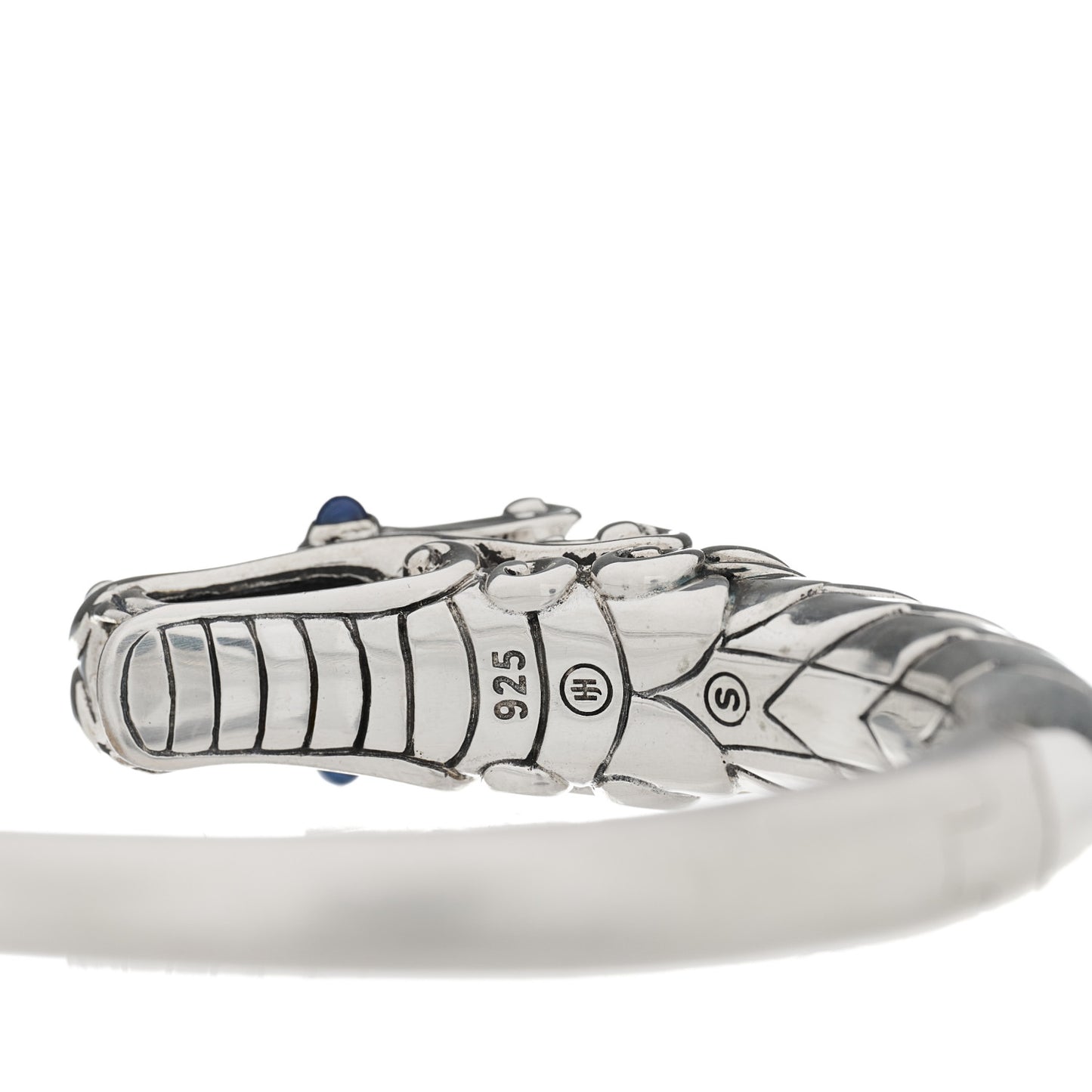 Sterling Silver Blue Sapphire Naga Dragon Cuff Bracelet