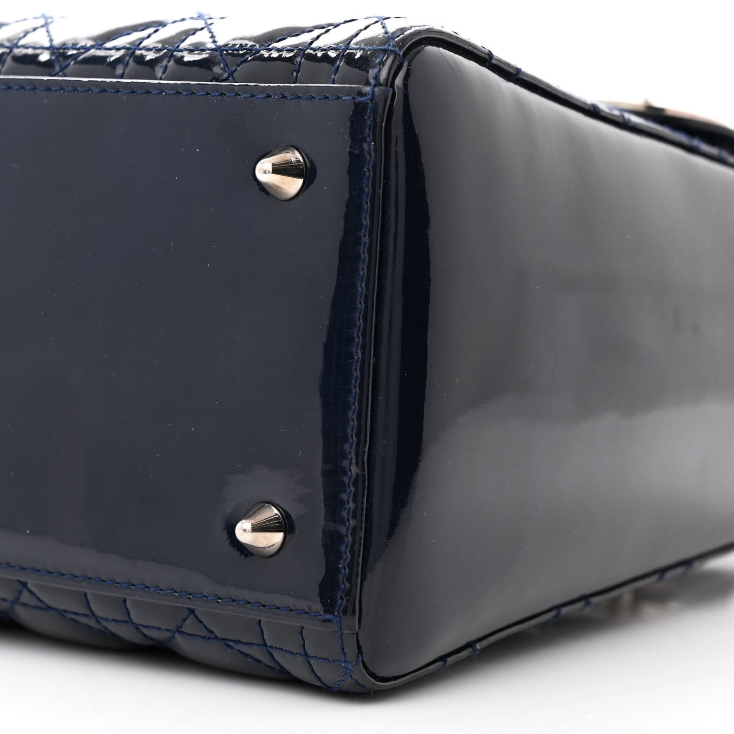 Patent Cannage Medium Lady Dior Navy Blue