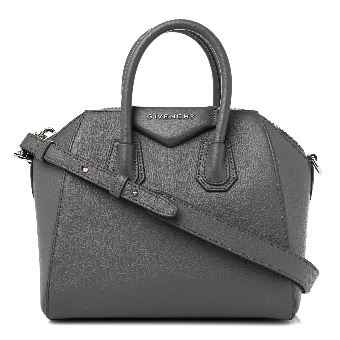 Sugar Goatskin Mini Antigona Pearl Grey