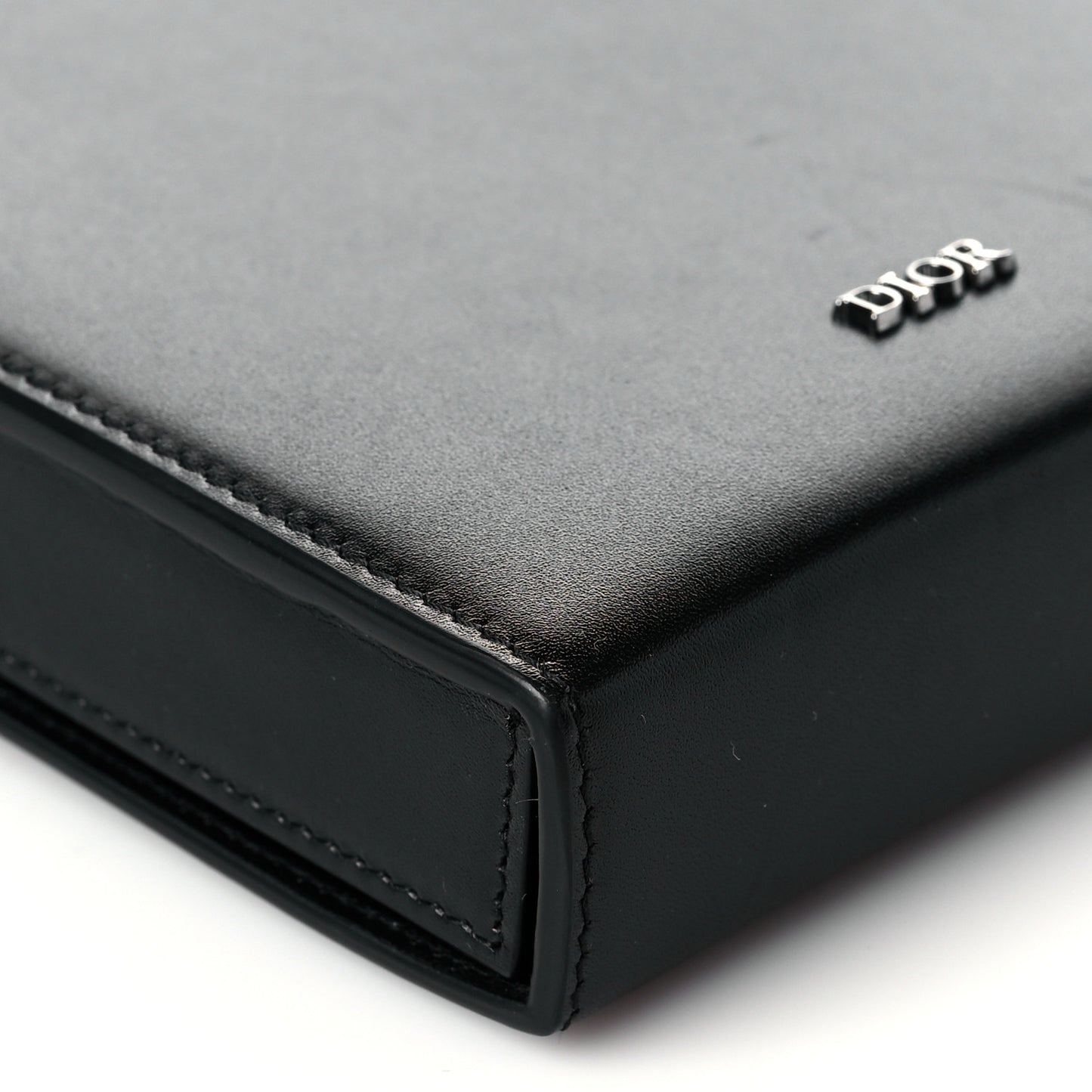 Lambskin Vertical Wallet On Strap Black