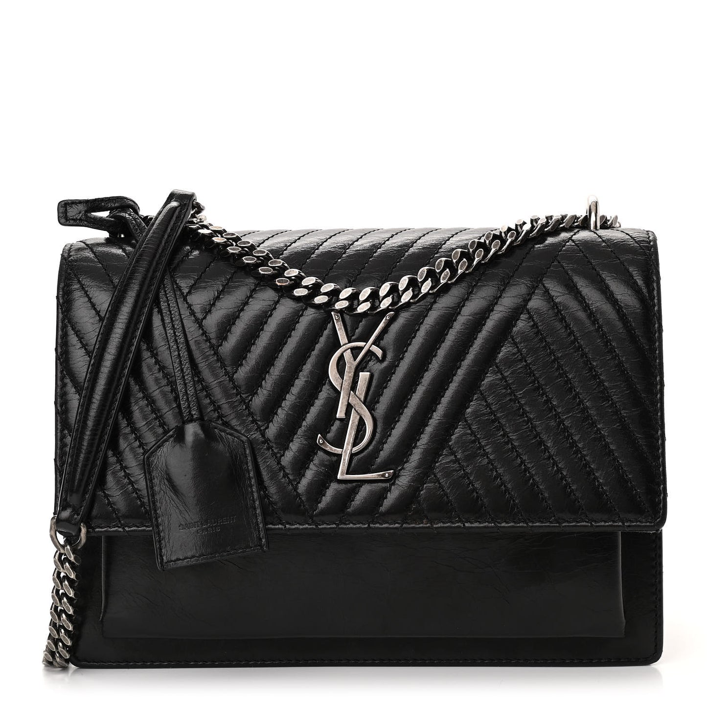 Lambskin Mixed Quilted Medium Monogram Sunset Black