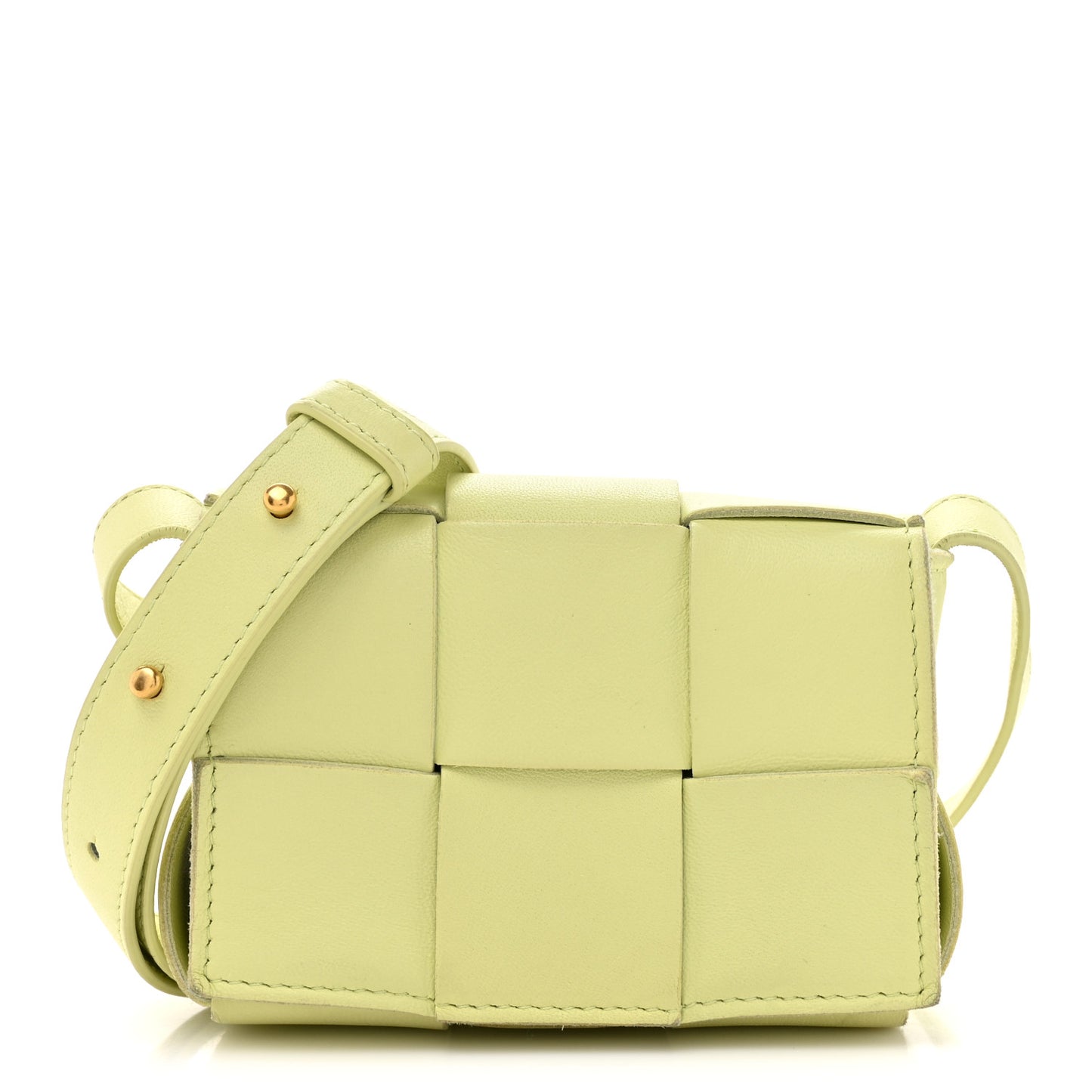 Lambskin Maxi Intreccio Candy Cassette Crossbody Bag Lemon Washed