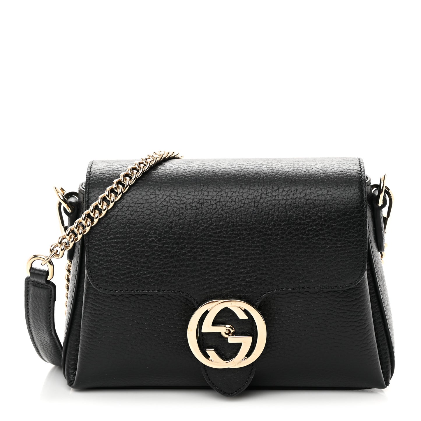 Dollar Calfskin Interlocking G Crossbody Bag Black