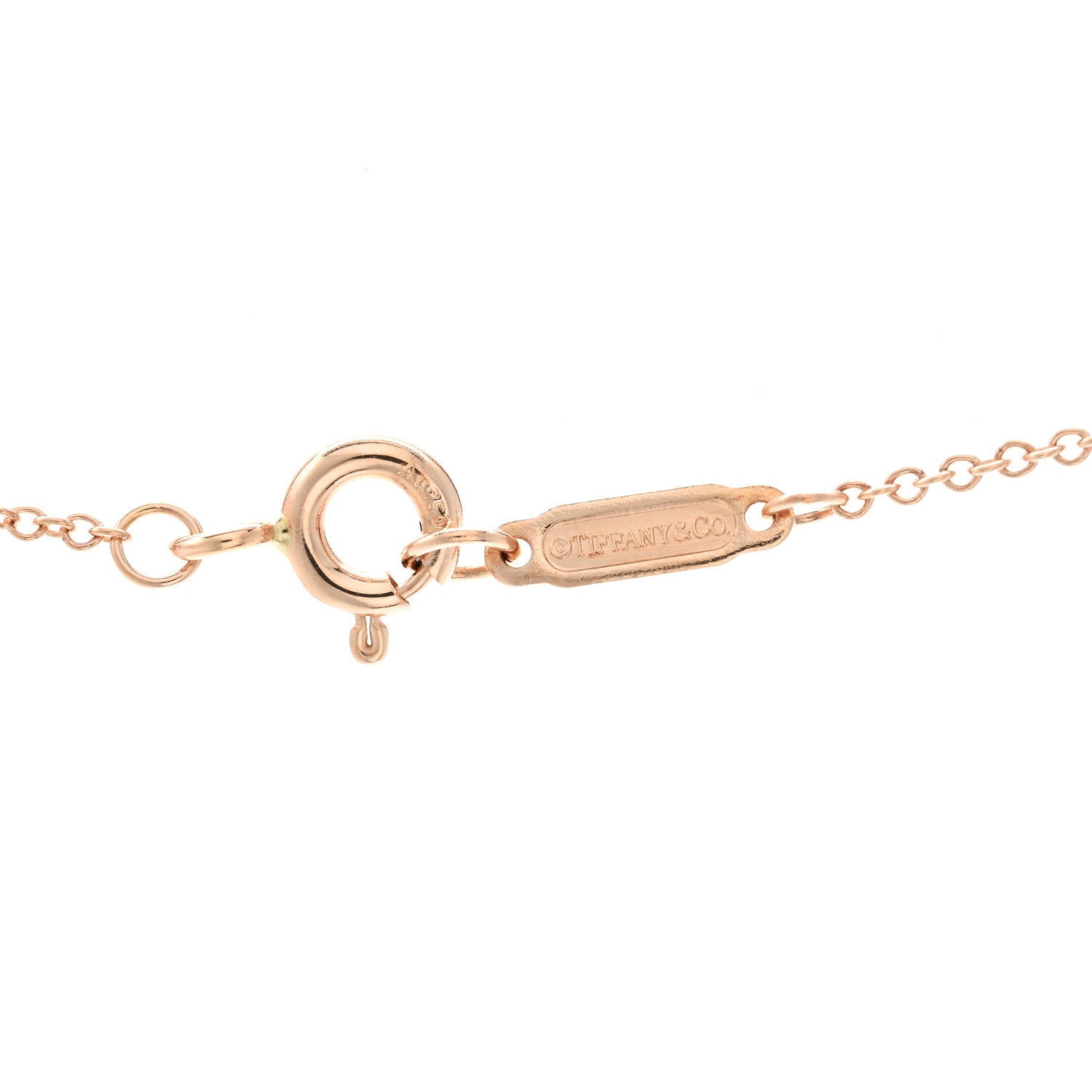 Tiffany 18K Rose Gold Diamond Small T Smile Pendant Necklace 5 of 6