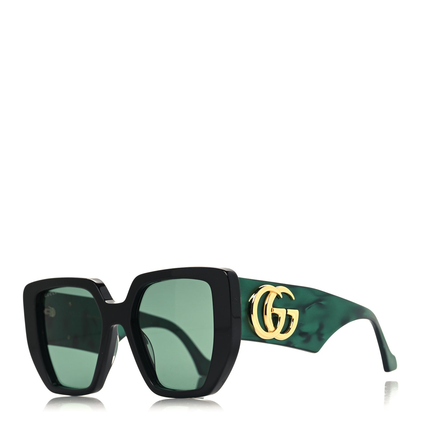 Acetate Square Frame Sunglasses GG0956S Green Black