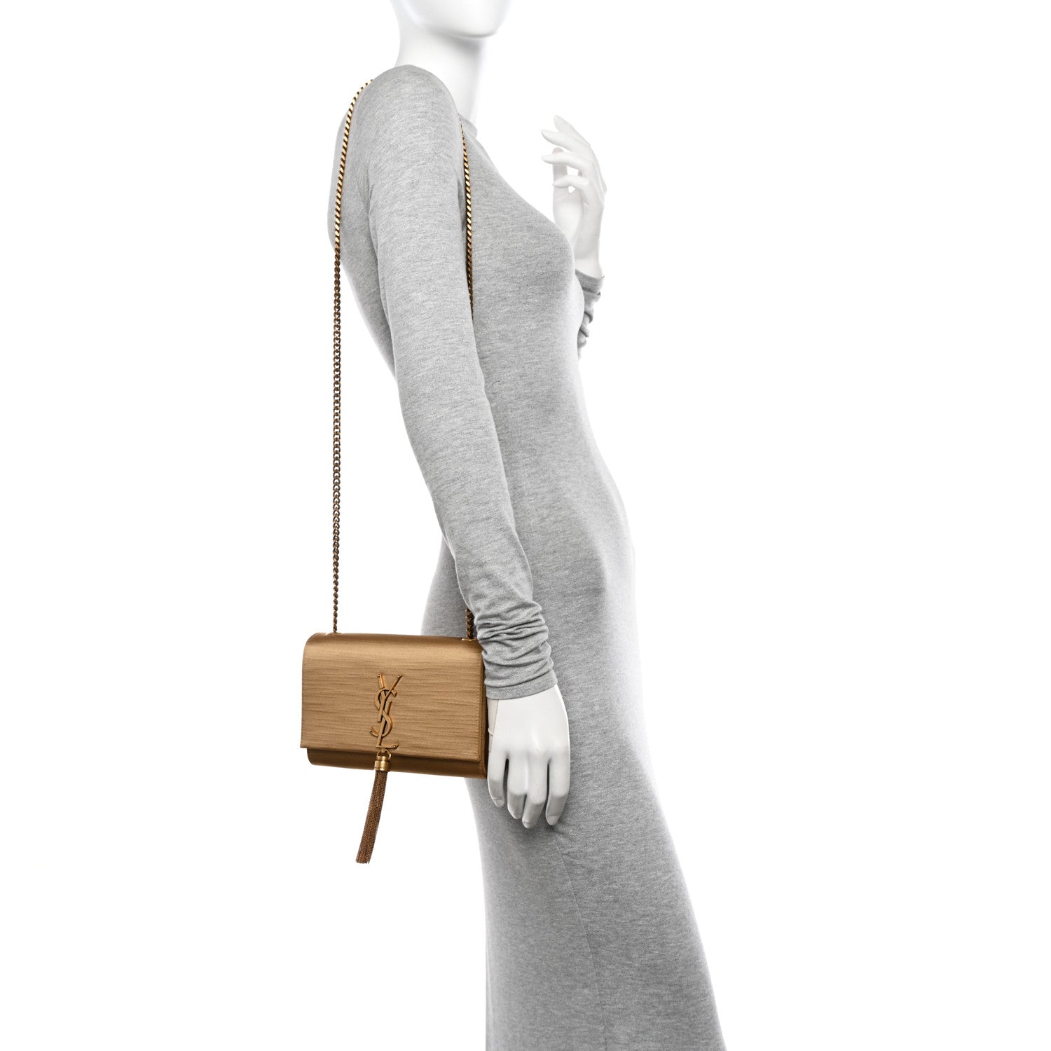 Saint Laurent Satin Small Classic Monogram Kate Tassel Satchel Sahara Beige 2 of 11