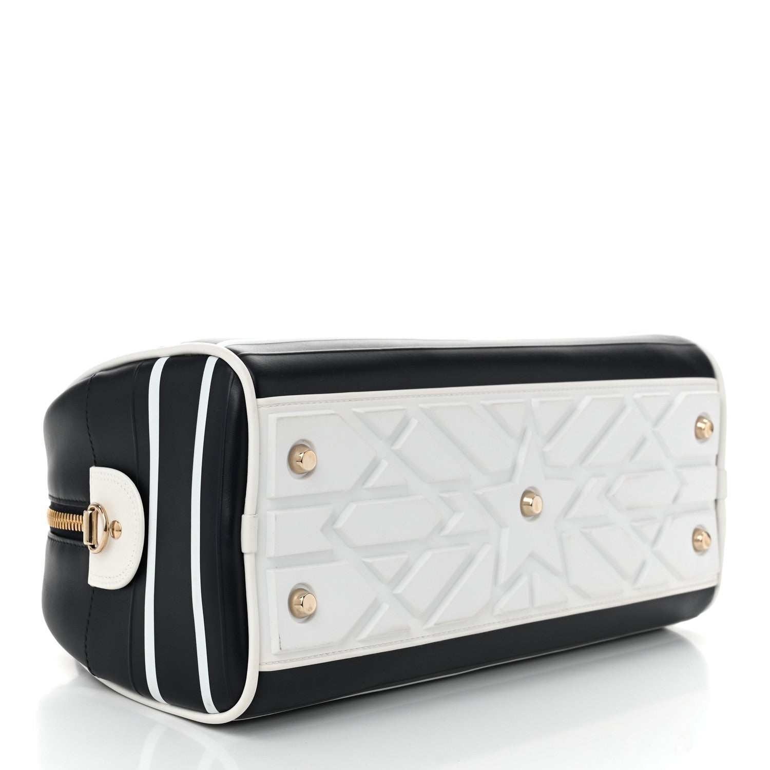 Christian Dior Calfskin Small Dior Vibe Zip Bowling Bag Blue White 4 of 10