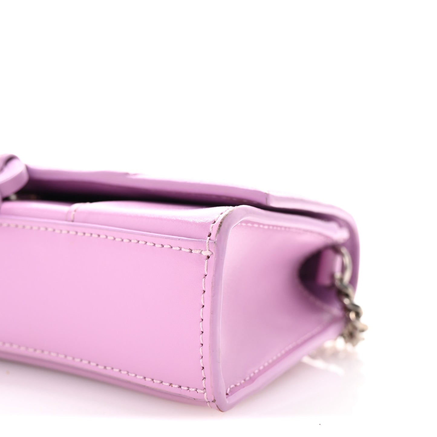 Shiny Box Calfskin Tonal B Hourglass Chain Bag Liliac
