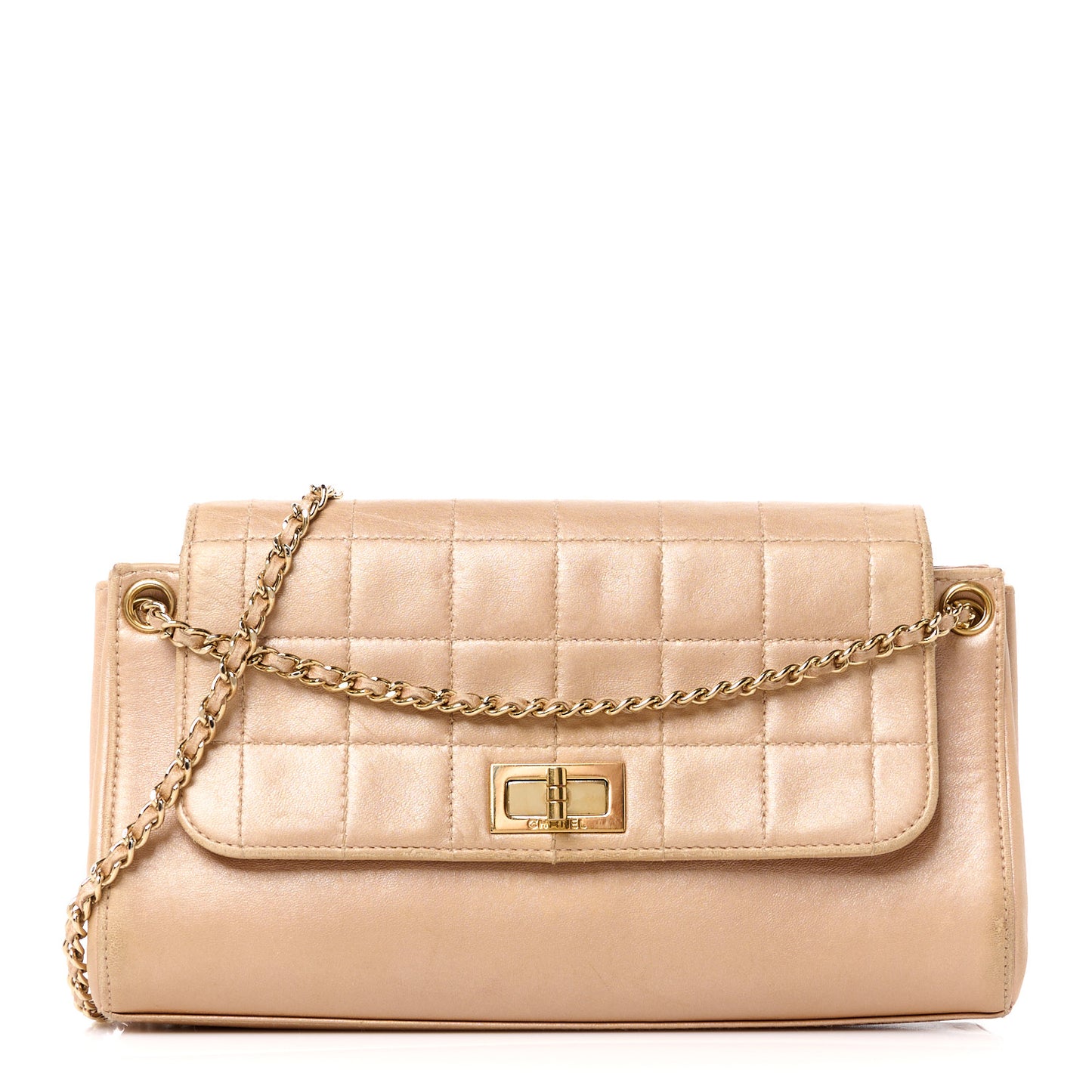 Metallic Lambskin Chocolate Bar Accordion Mademoiselle Pink